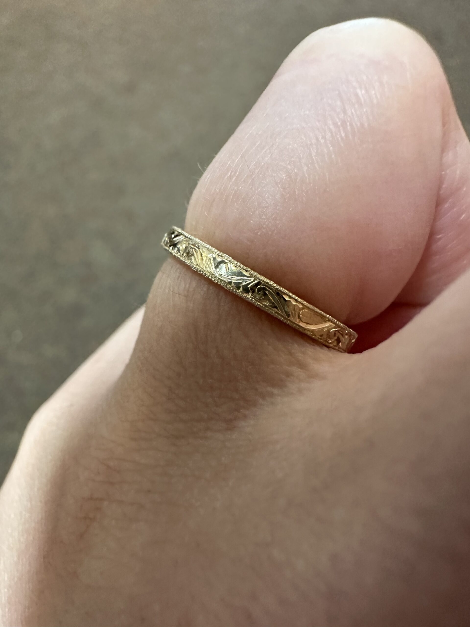 14k Yellow Gold Hand Engraved 2.3 MM Band - Image 15