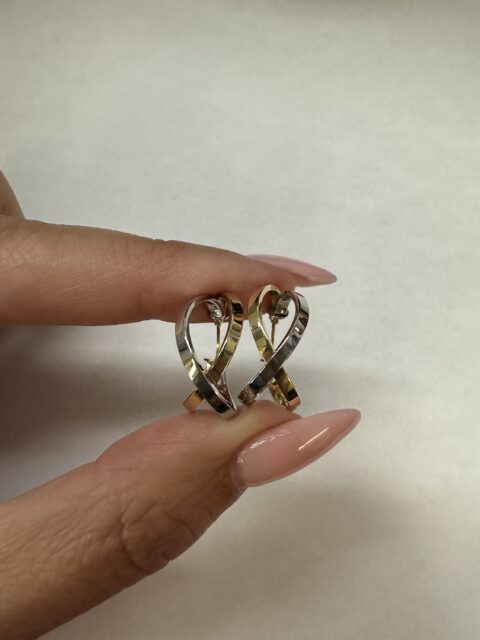 18k 2tone Round Hoop Earrings, 2.2 Grams