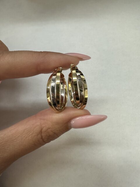 18k 2tone Hoop Earrings, 3.97 Grams