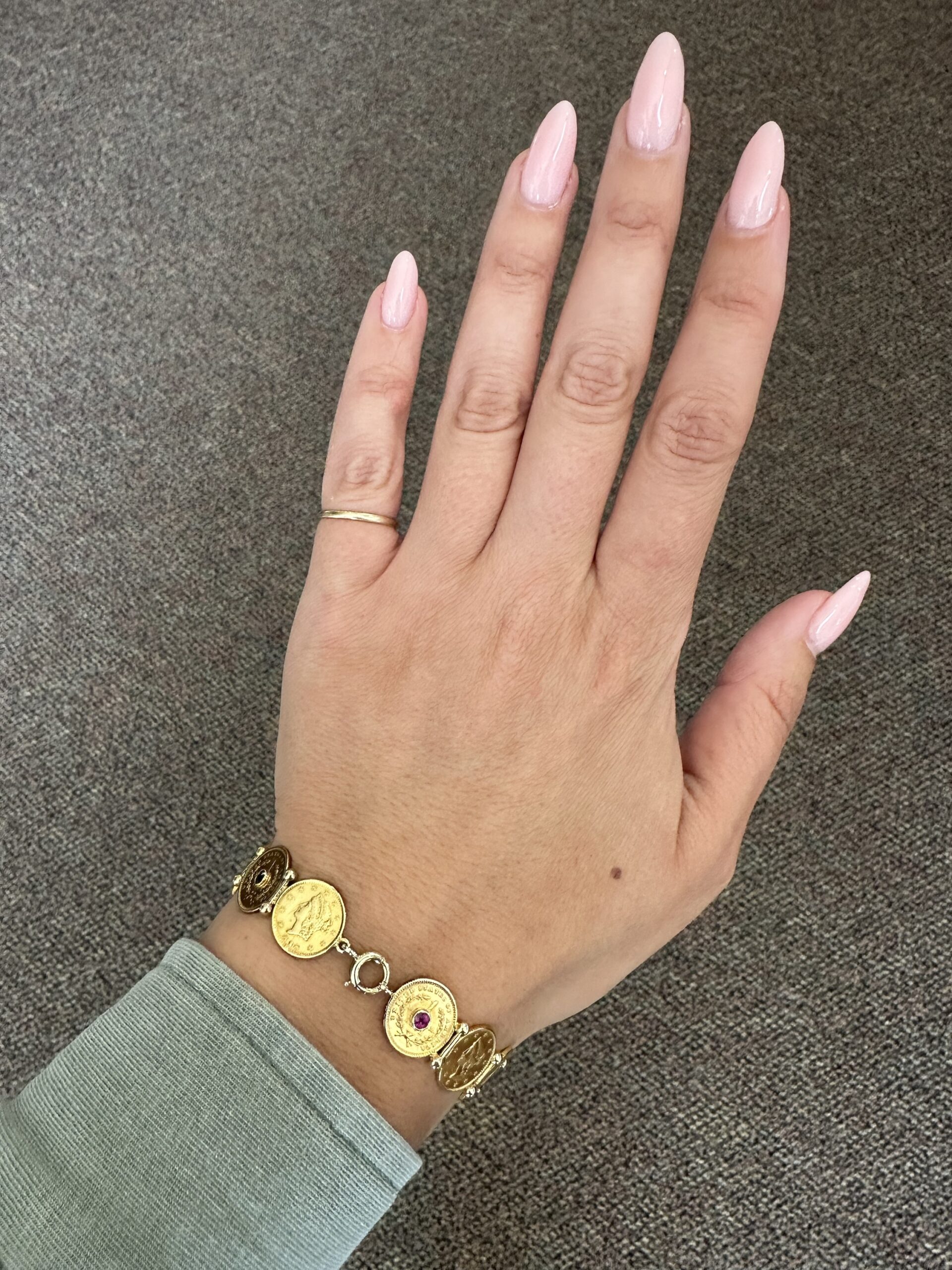 Antique Genuine $1 Gold Coin Bracelet With Genuine Gemstone Accents - Image 21