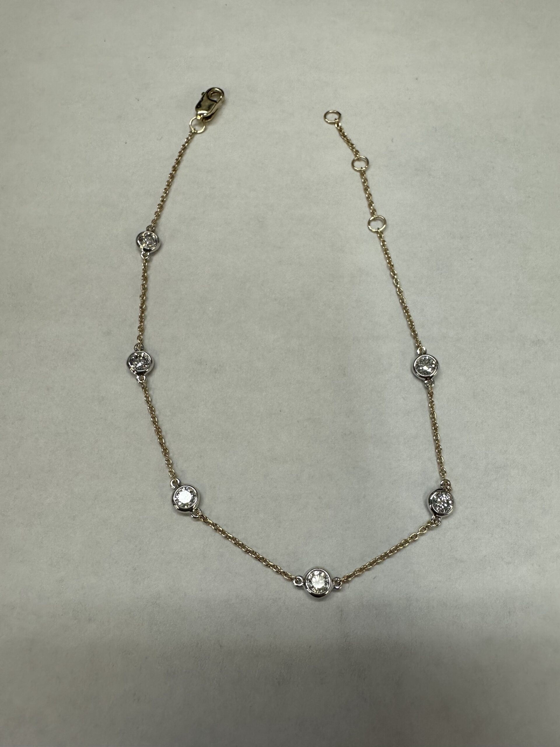 14k 2Tone .48 Cttw Round Brilliant Cut Diamond “By The Yard” Bracelet - Image 5