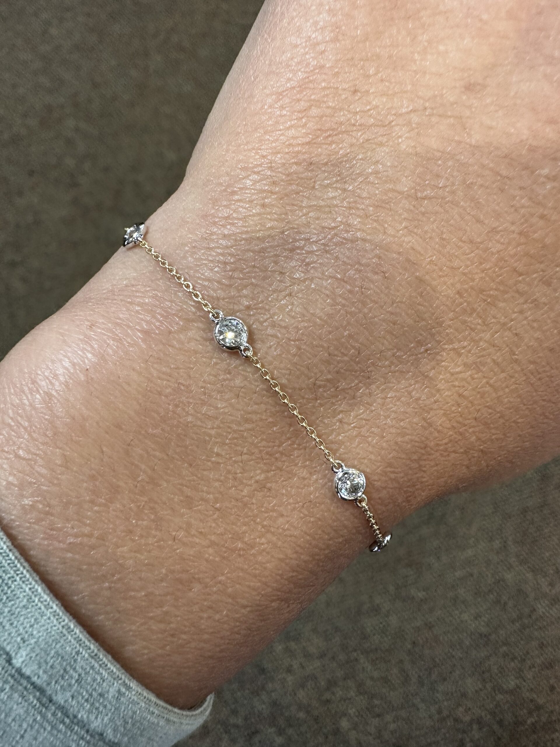 14k 2Tone .48 Cttw Round Brilliant Cut Diamond “By The Yard” Bracelet - Image 14