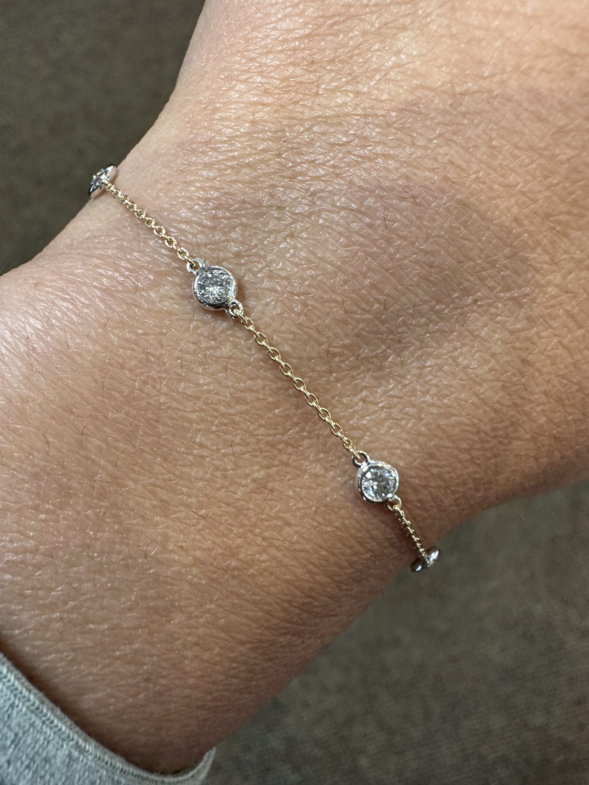 14k 2Tone .48 Cttw Round Brilliant Cut Diamond “By The Yard” Bracelet - Image 15