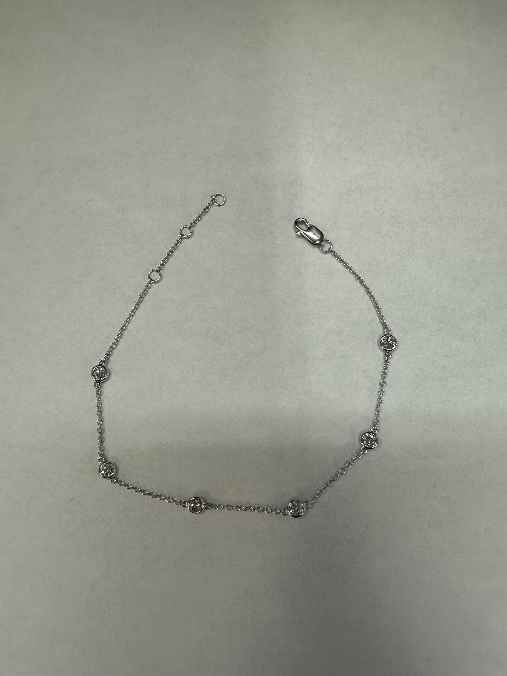 14k White Gold Genuine .48 Cttw Round Brilliant Cut Diamond “By The Yard” Bracelet - Image 3