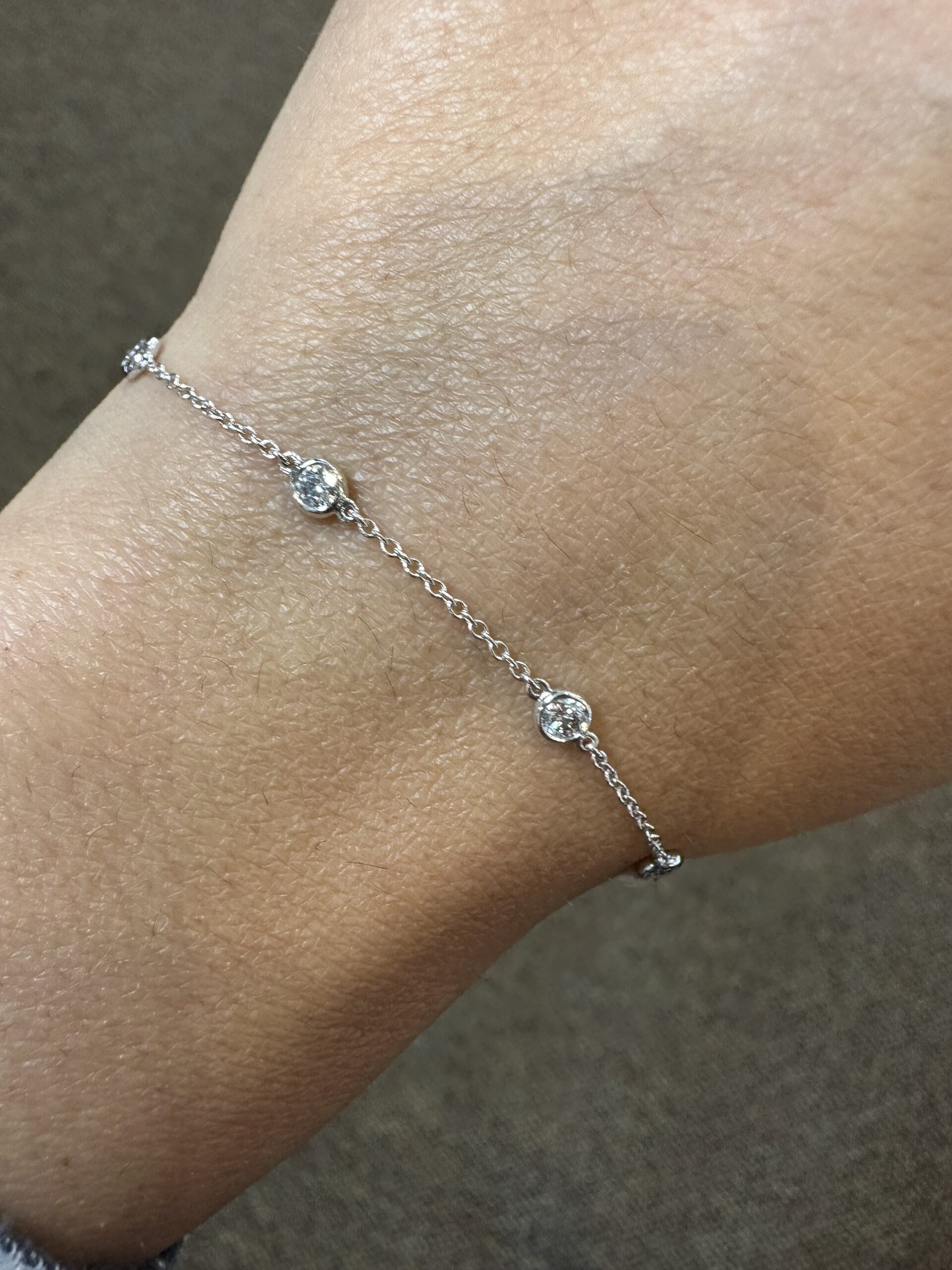 14k White Gold Genuine .48 Cttw Round Brilliant Cut Diamond “By The Yard” Bracelet - Image 19