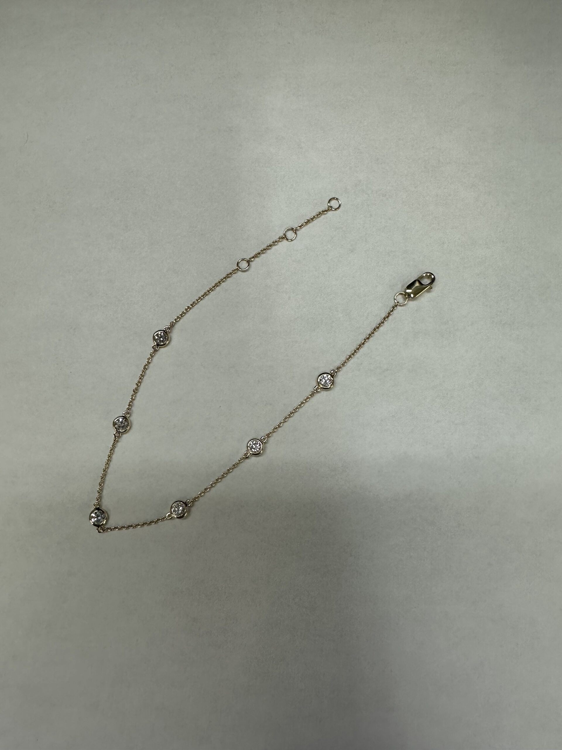 14k Yellow Gold 1/2 Cttw Round Brilliant Cut Diamond “By The Yard” Bracelet