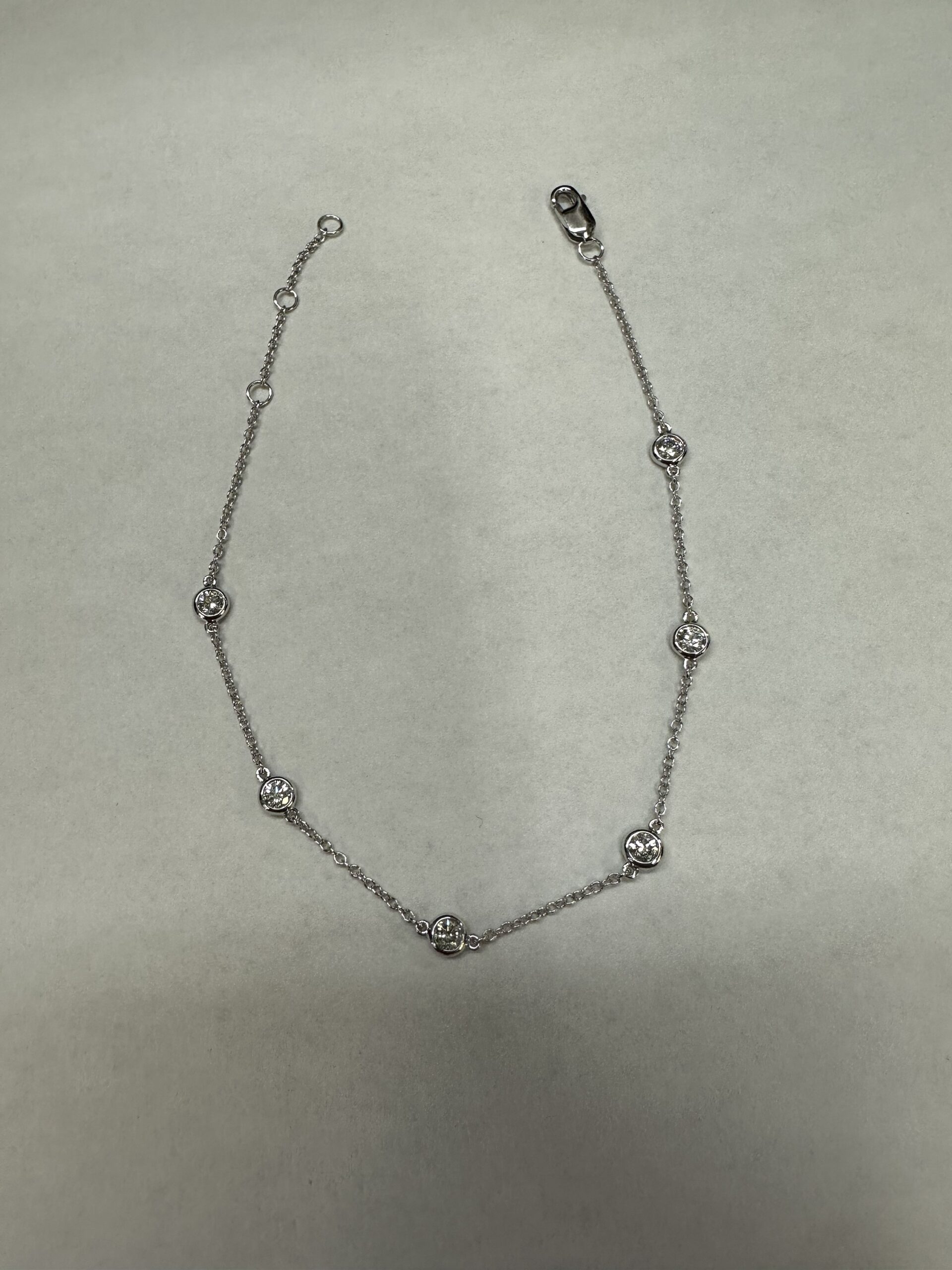 14k White Gold Genuine .48 Cttw Round Brilliant Cut Diamond “By The Yard” Bracelet - Image 8