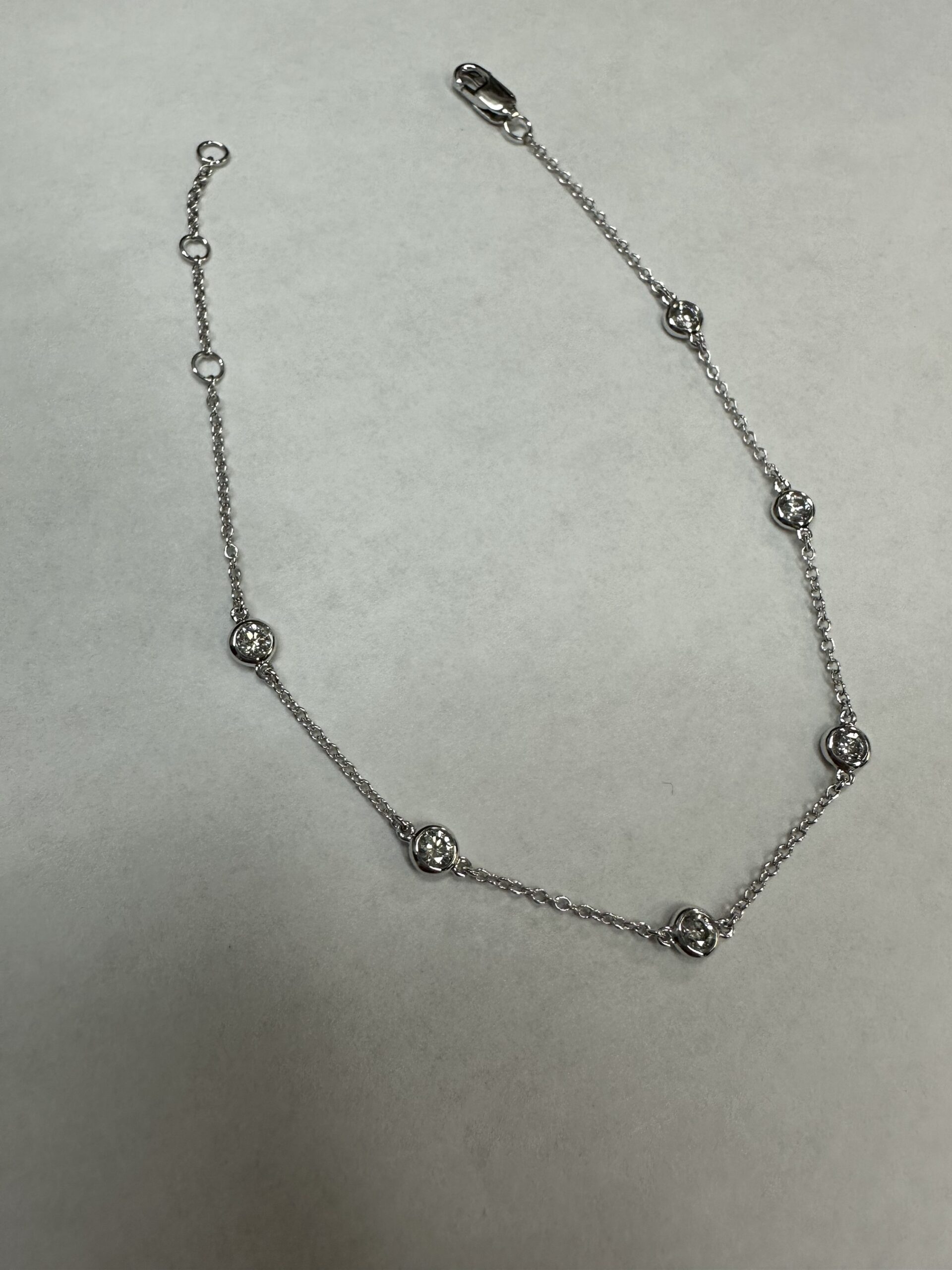 14k White Gold Genuine .48 Cttw Round Brilliant Cut Diamond “By The Yard” Bracelet - Image 9