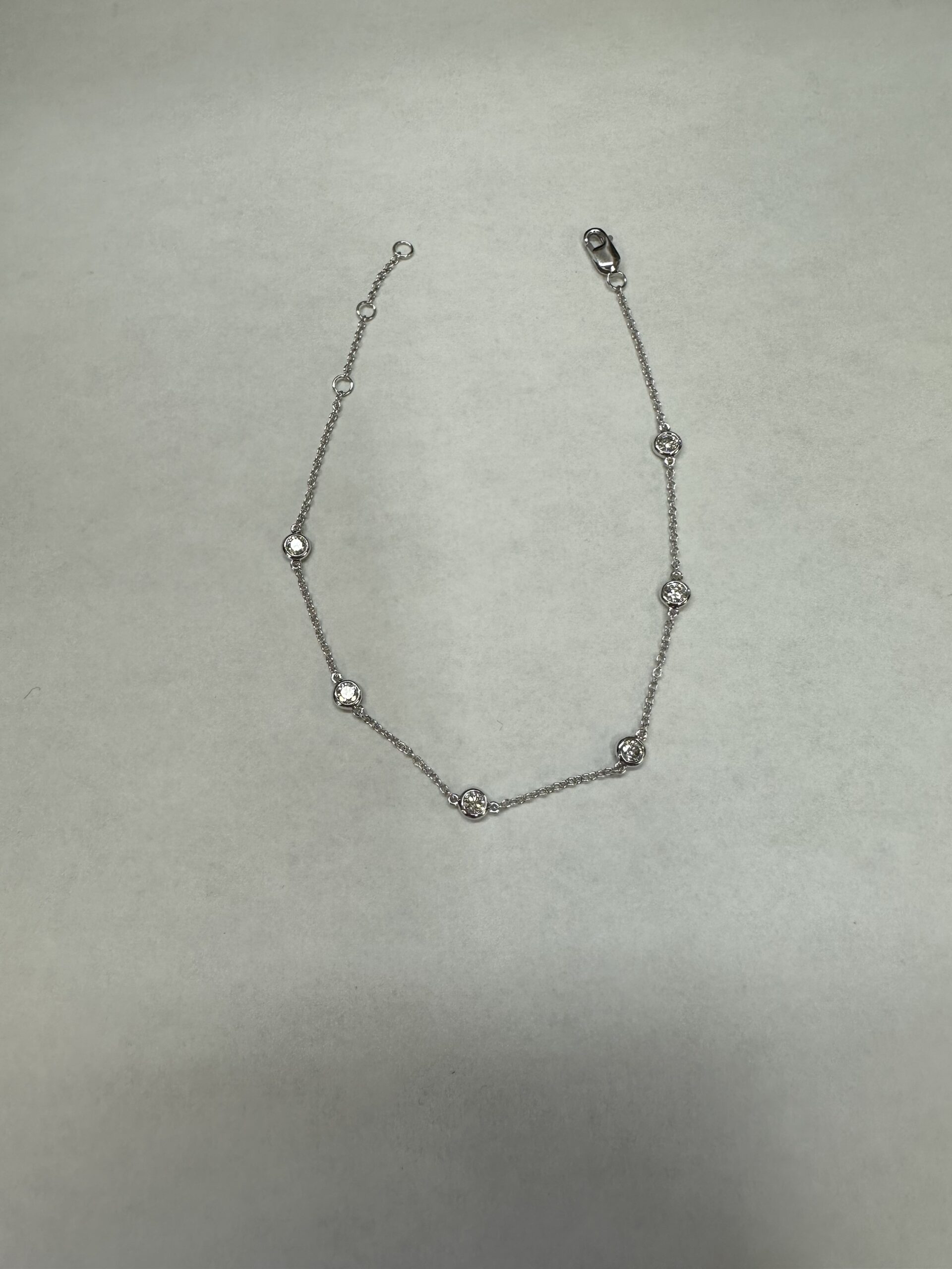 14k White Gold Genuine .48 Cttw Round Brilliant Cut Diamond “By The Yard” Bracelet - Image 10