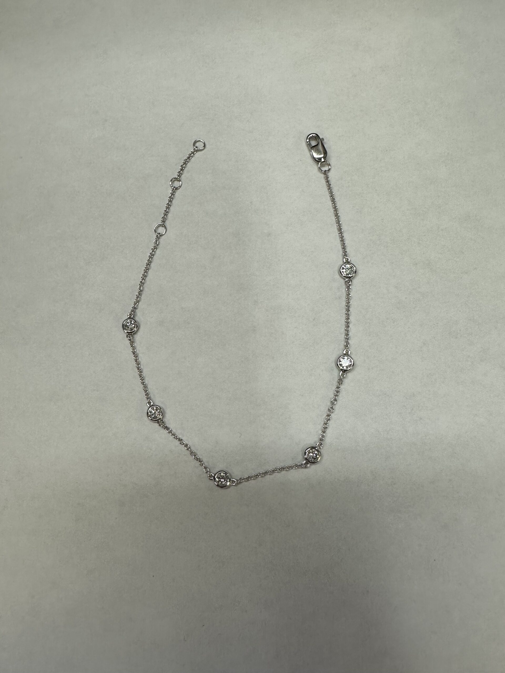 14k White Gold Genuine .48 Cttw Round Brilliant Cut Diamond “By The Yard” Bracelet - Image 11