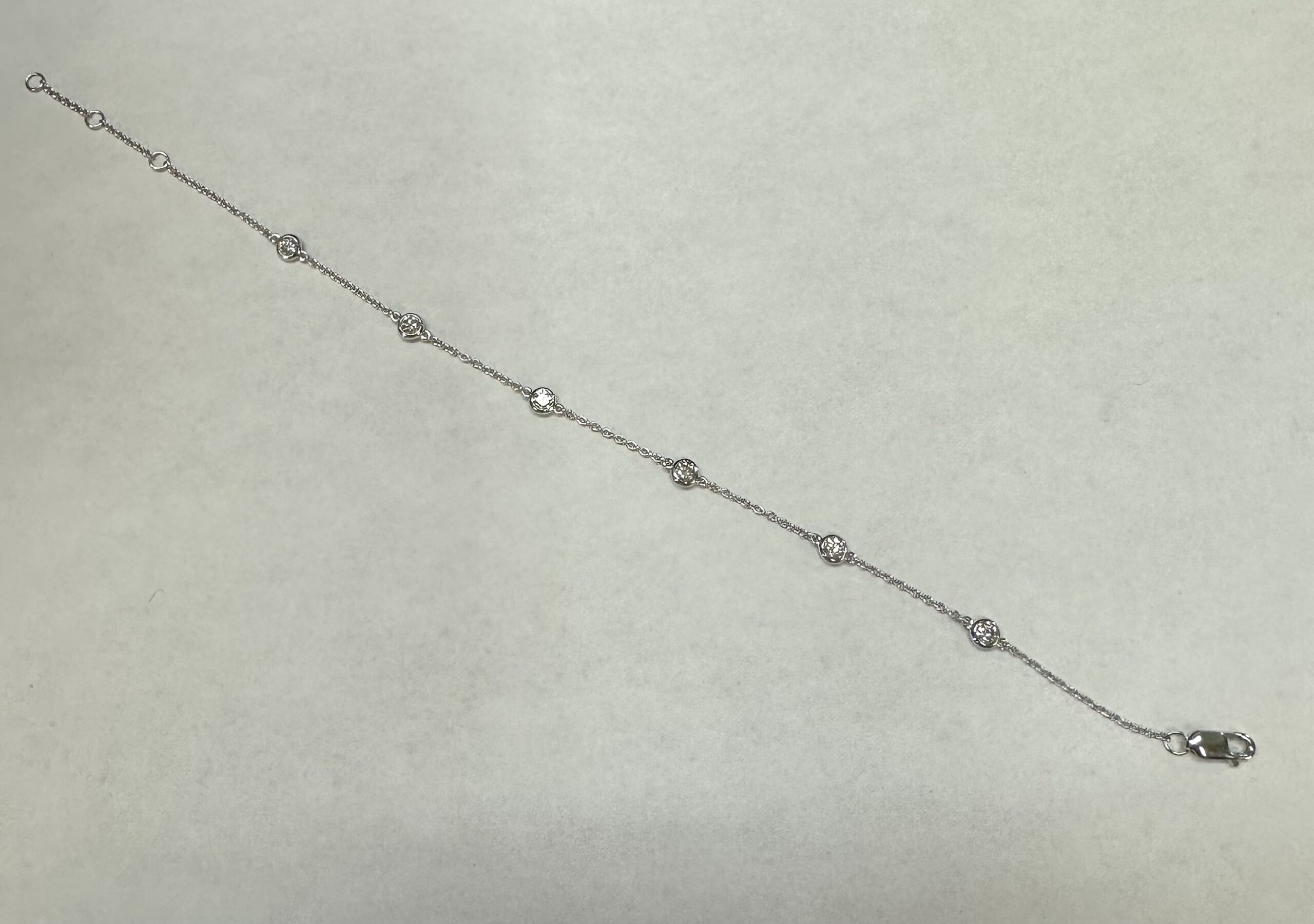 14k White Gold Genuine .48 Cttw Round Brilliant Cut Diamond “By The Yard” Bracelet - Image 13