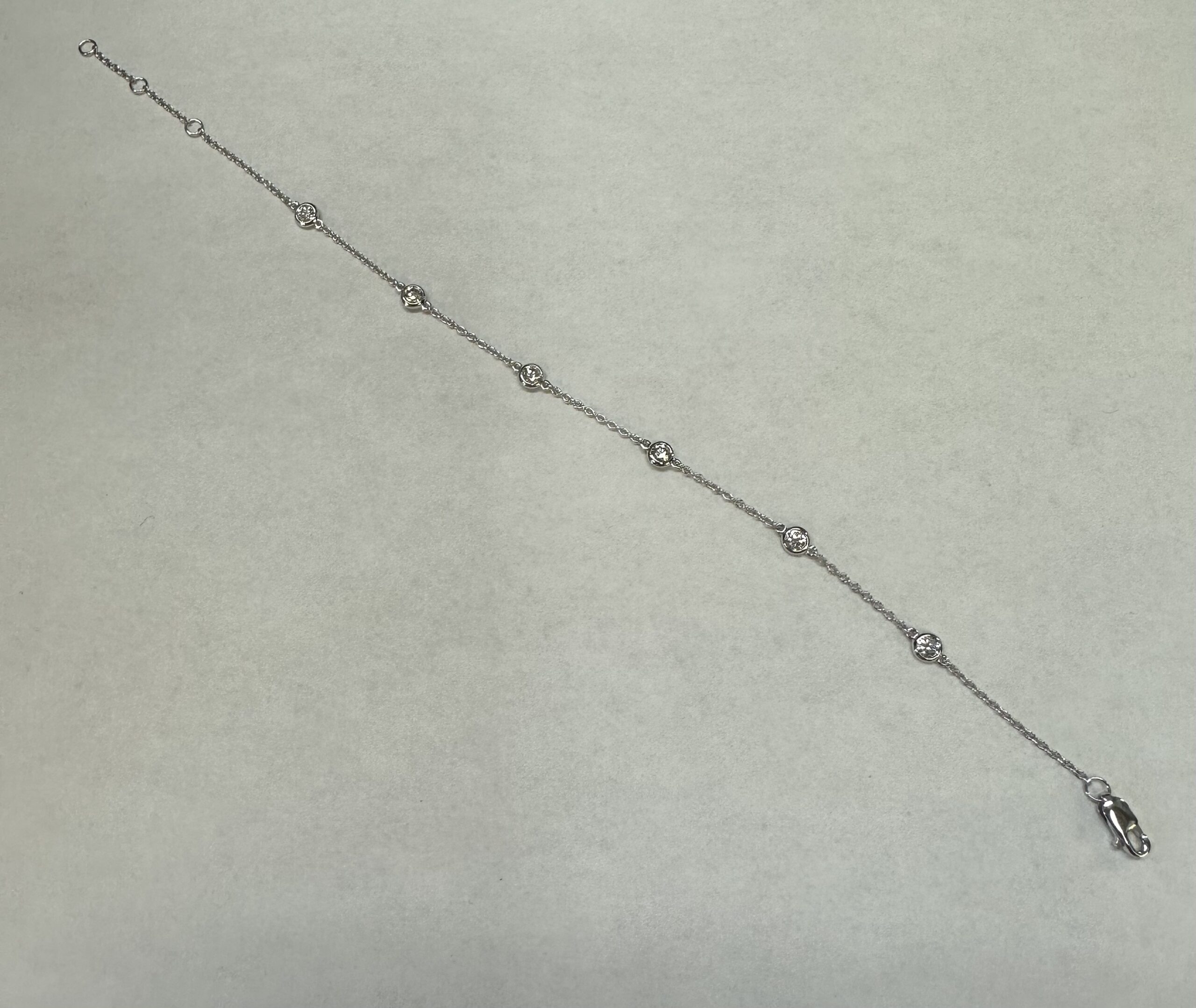 14k White Gold Genuine .48 Cttw Round Brilliant Cut Diamond “By The Yard” Bracelet - Image 14