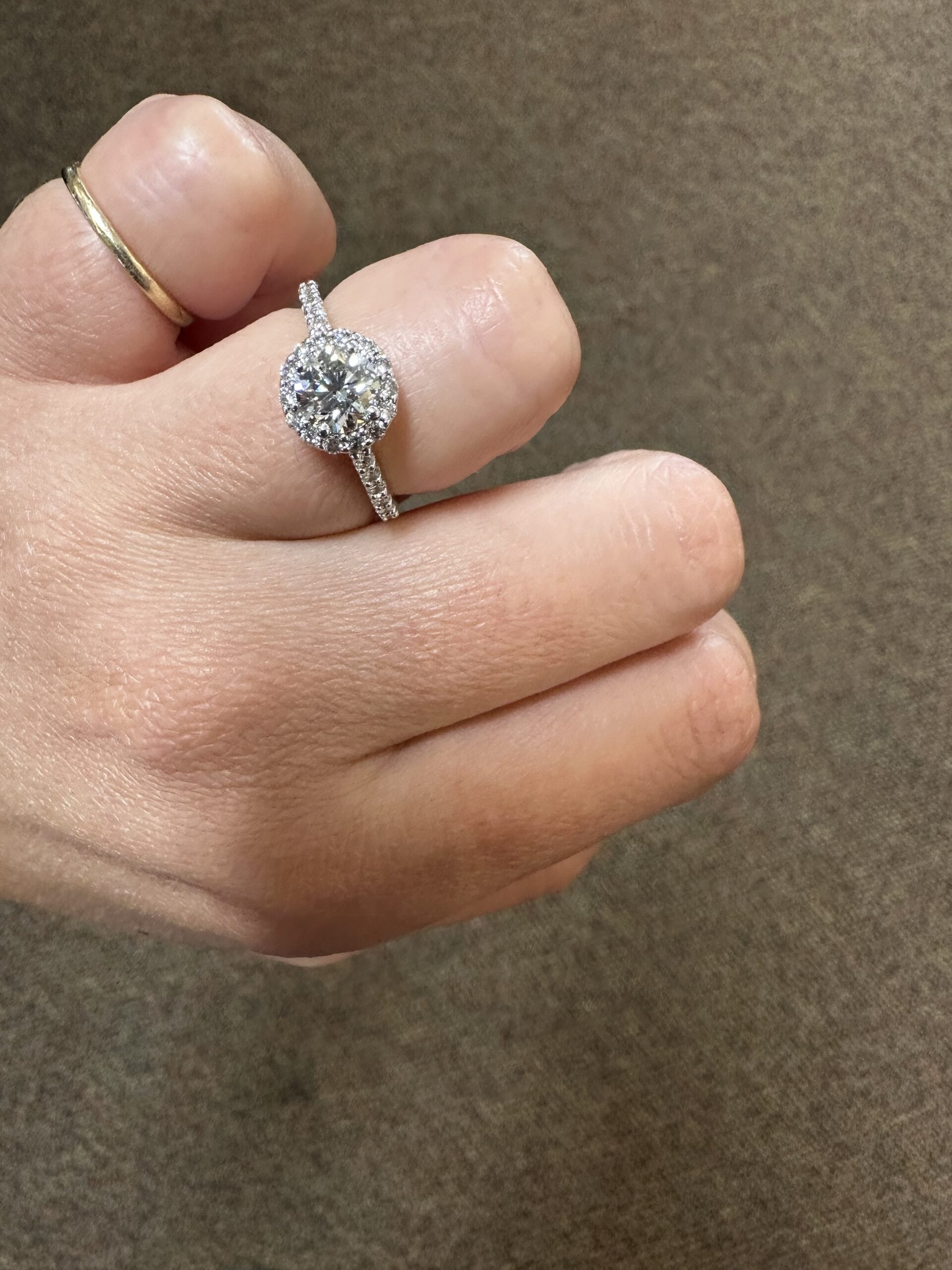 14k White Gold Genuine .90 Carat GIA Certified Round Brilliant Cut Diamond Halo Ring - Image 20