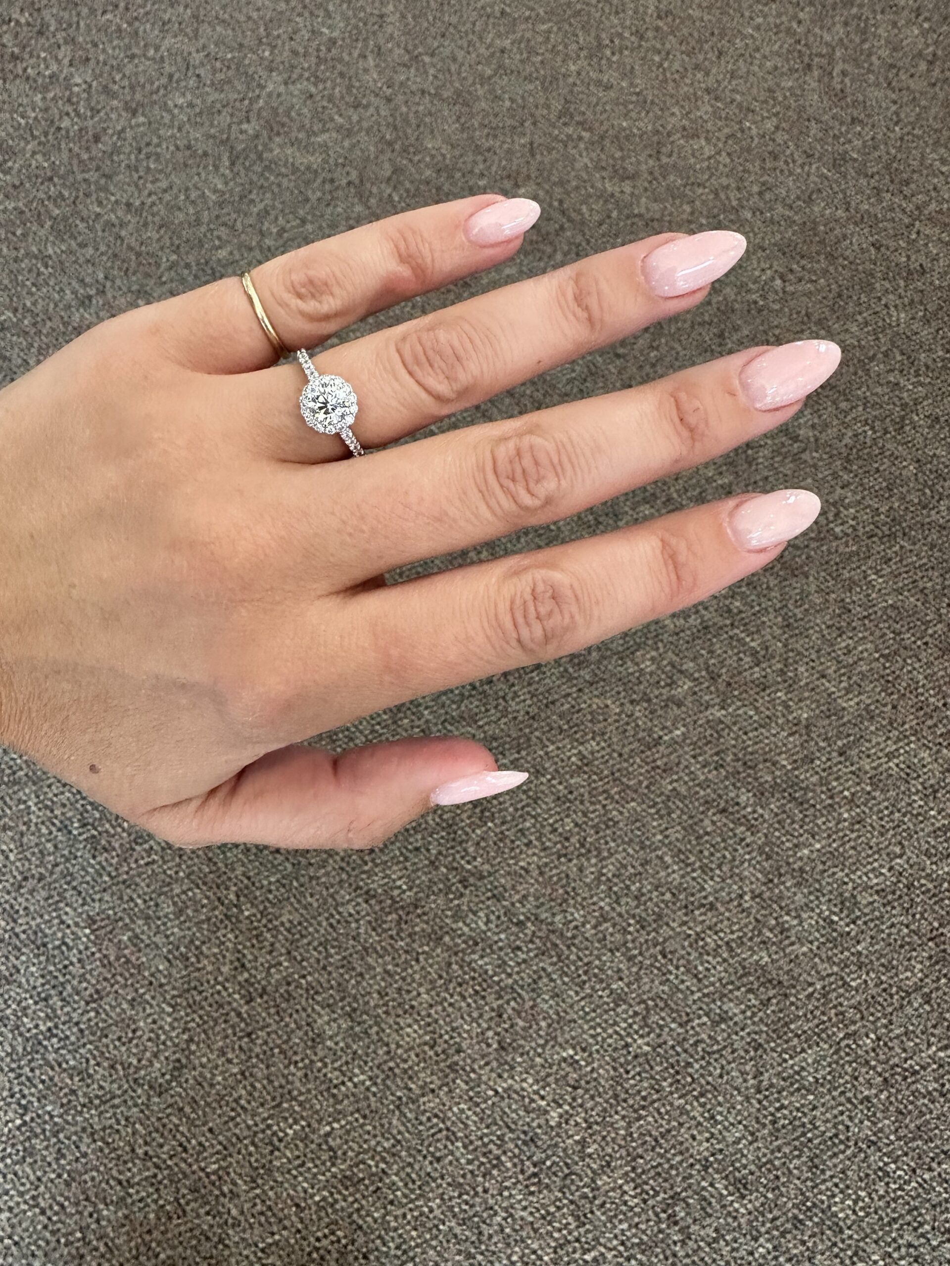 14k White Gold Genuine .90 Carat GIA Certified Round Brilliant Cut Diamond Halo Ring - Image 26