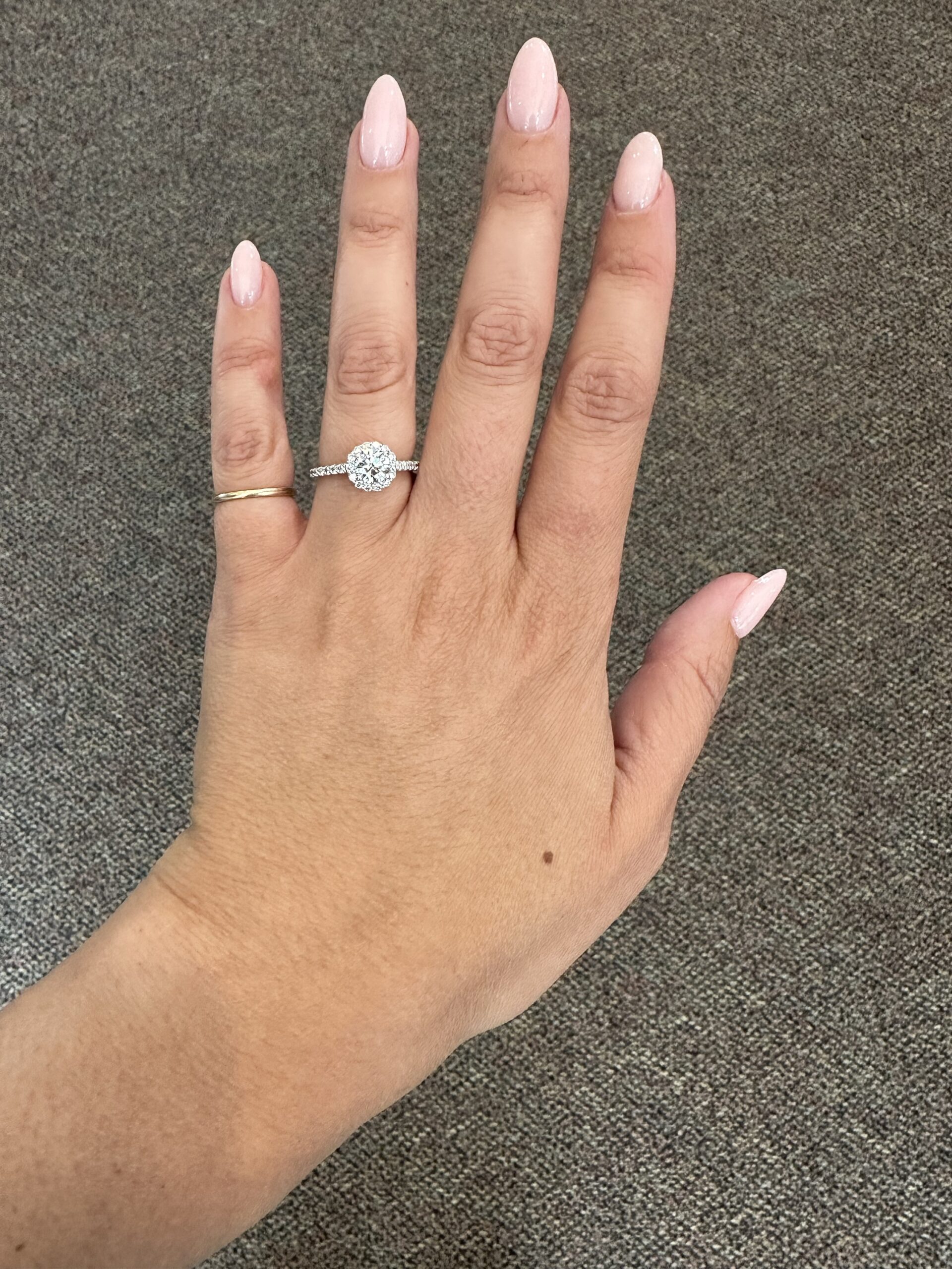 14k White Gold Genuine .90 Carat GIA Certified Round Brilliant Cut Diamond Halo Ring - Image 27