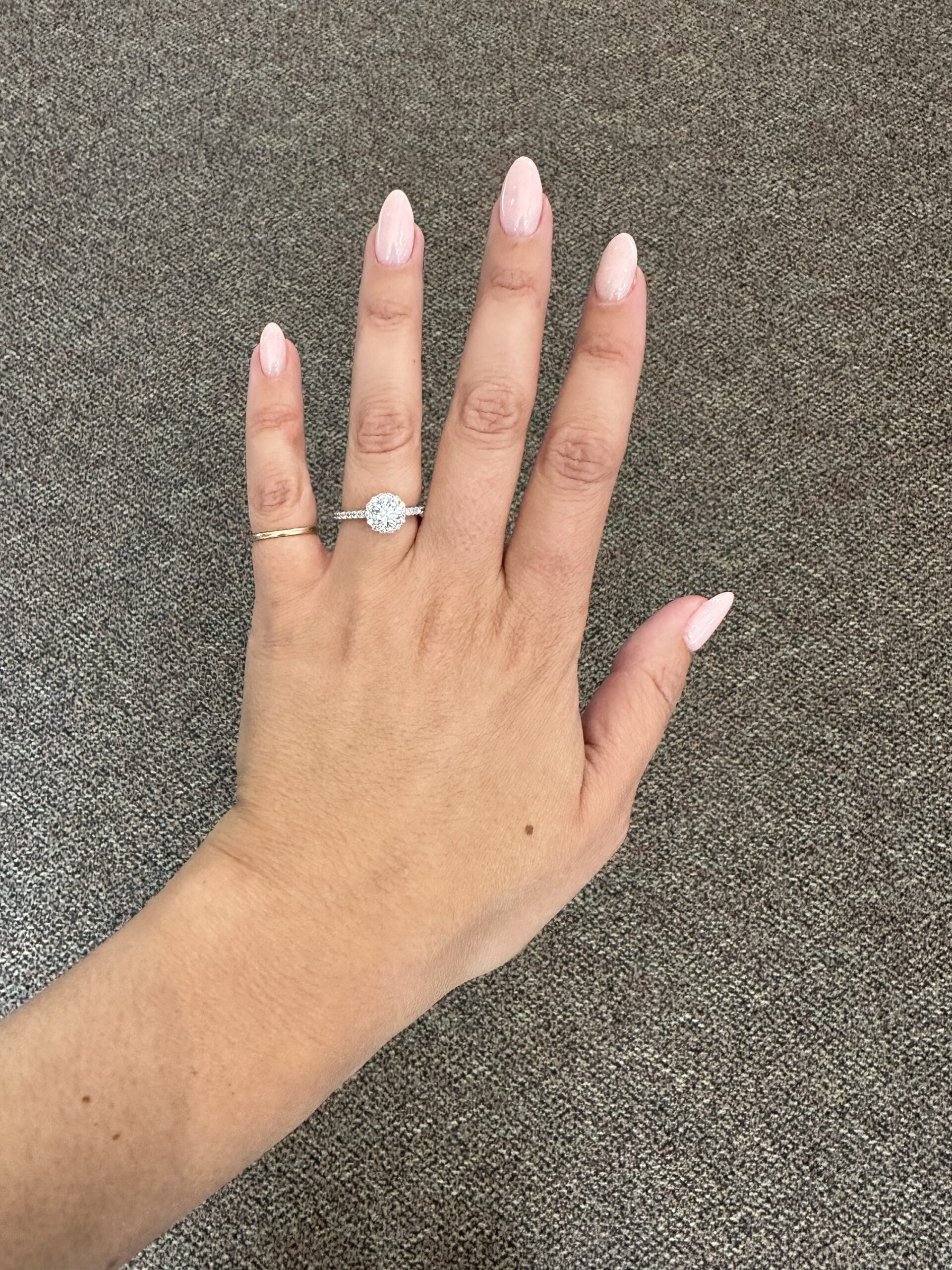 14k White Gold Genuine .90 Carat GIA Certified Round Brilliant Cut Diamond Halo Ring - Image 28