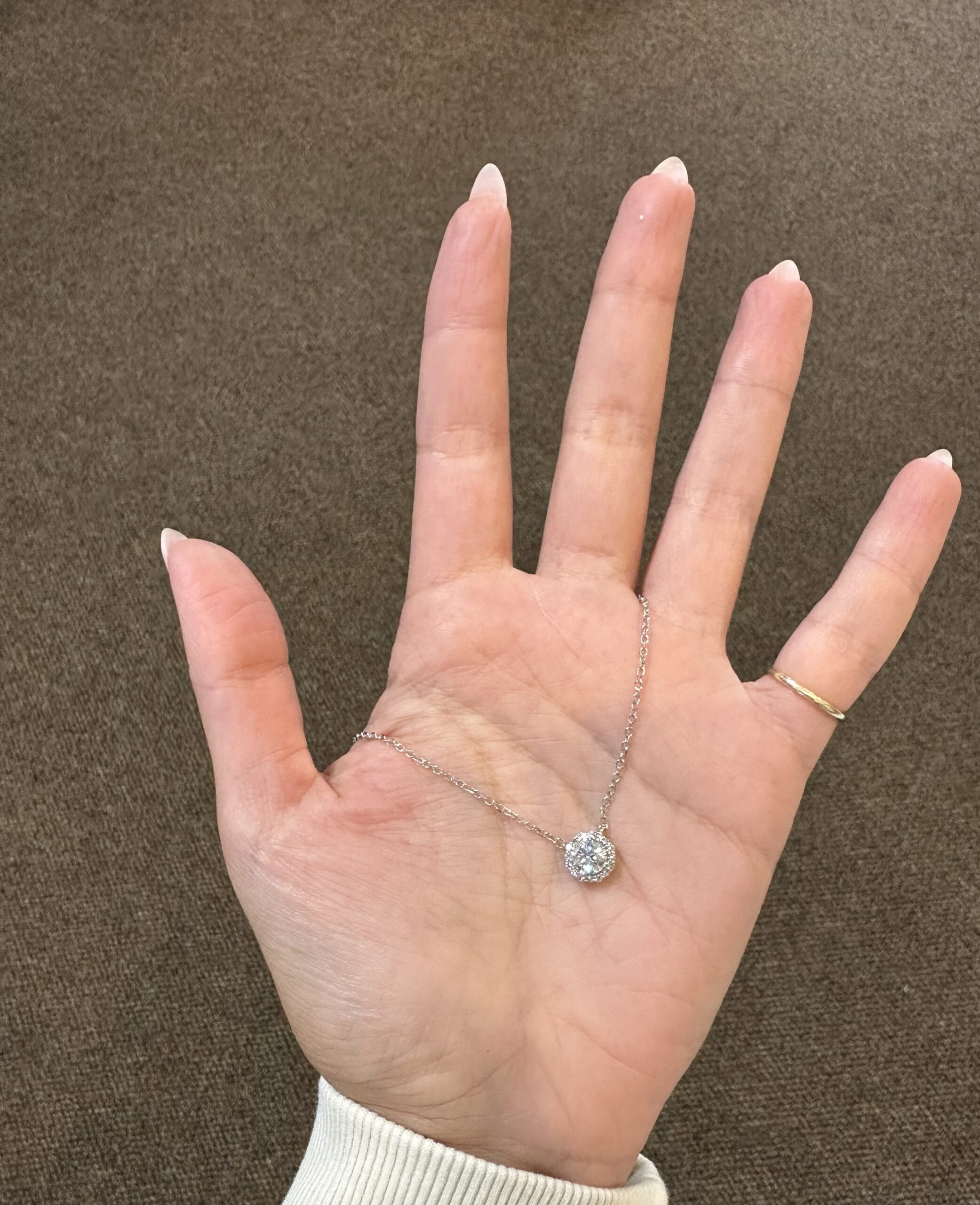 14k White Gold Genuine GIA Certified .90 Carat Round Brilliant Cut Diamond Halo Pendant - Image 8