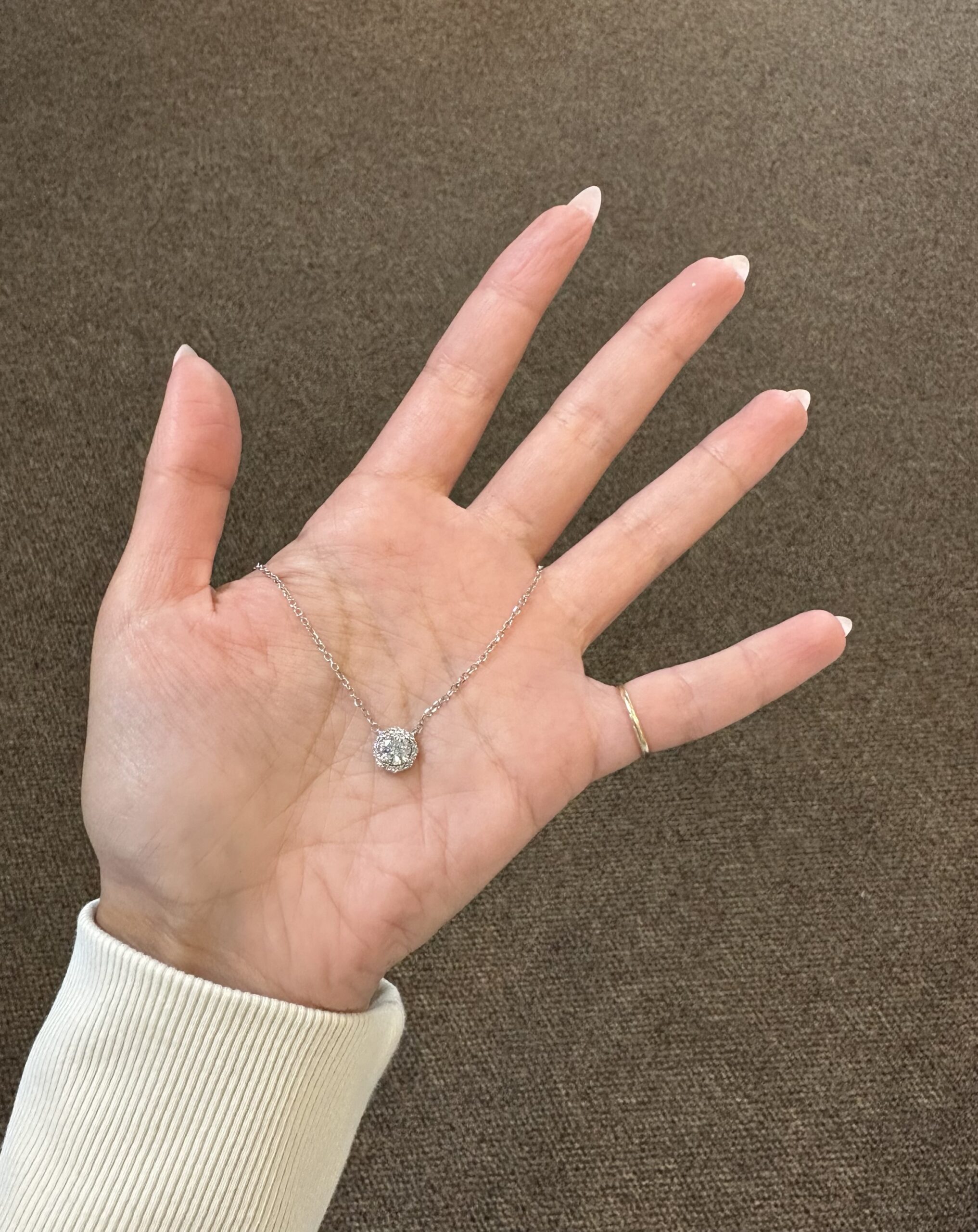 14k White Gold Genuine GIA Certified .90 Carat Round Brilliant Cut Diamond Halo Pendant - Image 9