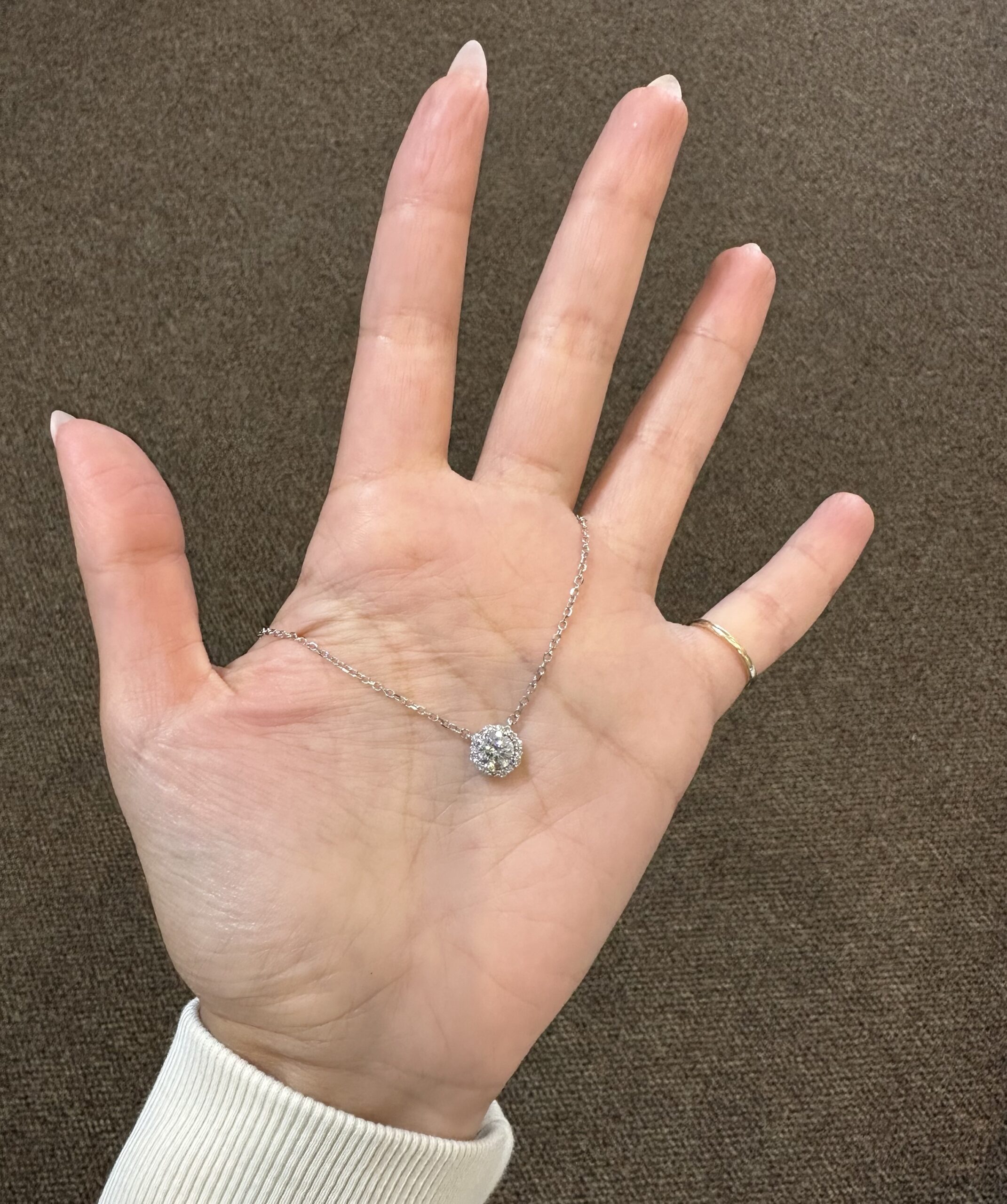 14k White Gold Genuine GIA Certified .90 Carat Round Brilliant Cut Diamond Halo Pendant - Image 13