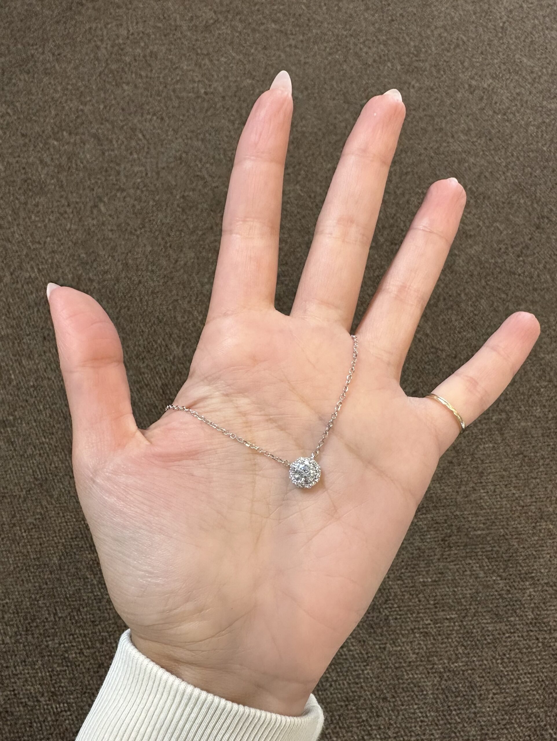 14k White Gold Genuine GIA Certified .90 Carat Round Brilliant Cut Diamond Halo Pendant - Image 14