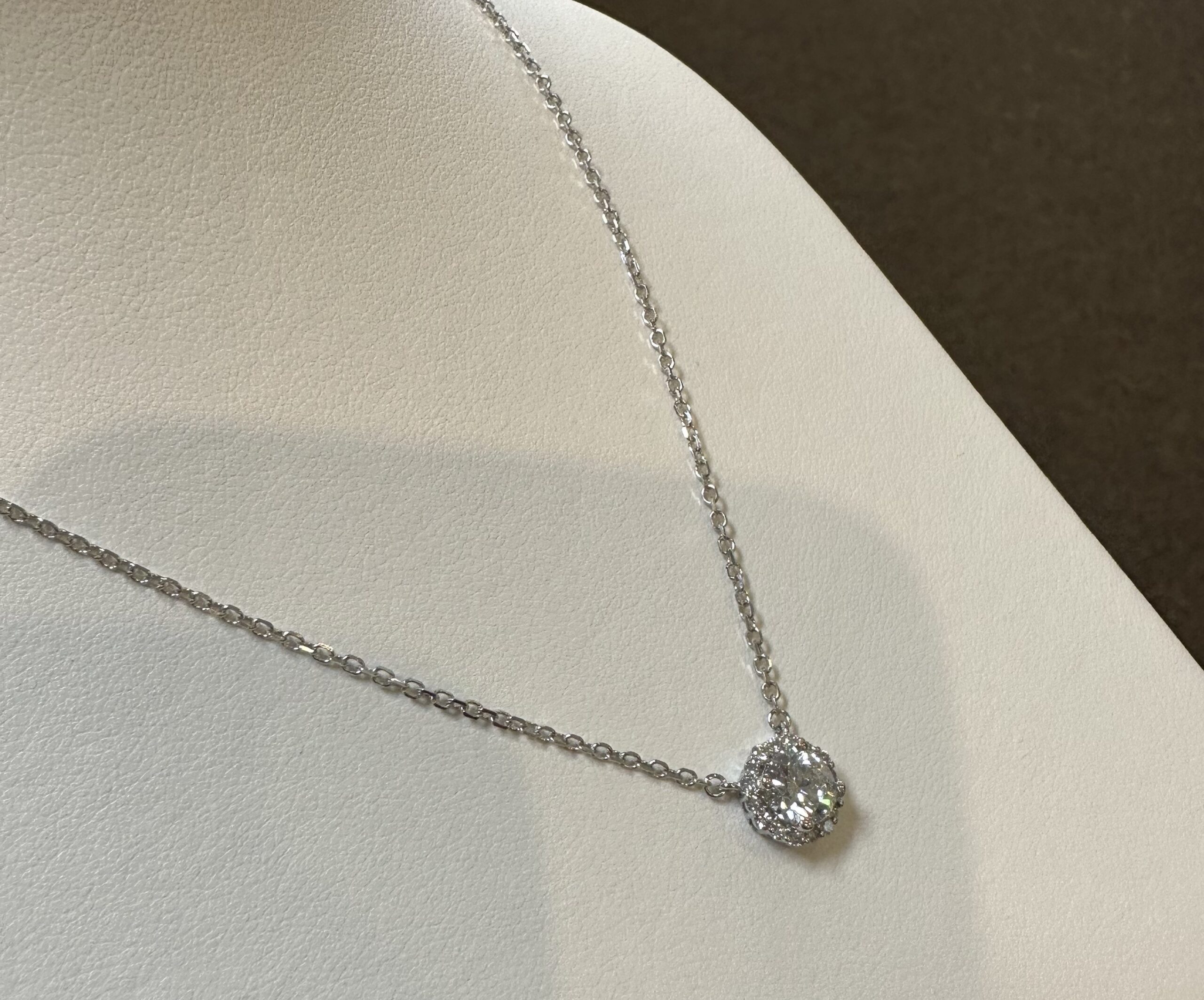 14k White Gold Genuine GIA Certified .90 Carat Round Brilliant Cut Diamond Halo Pendant - Image 15