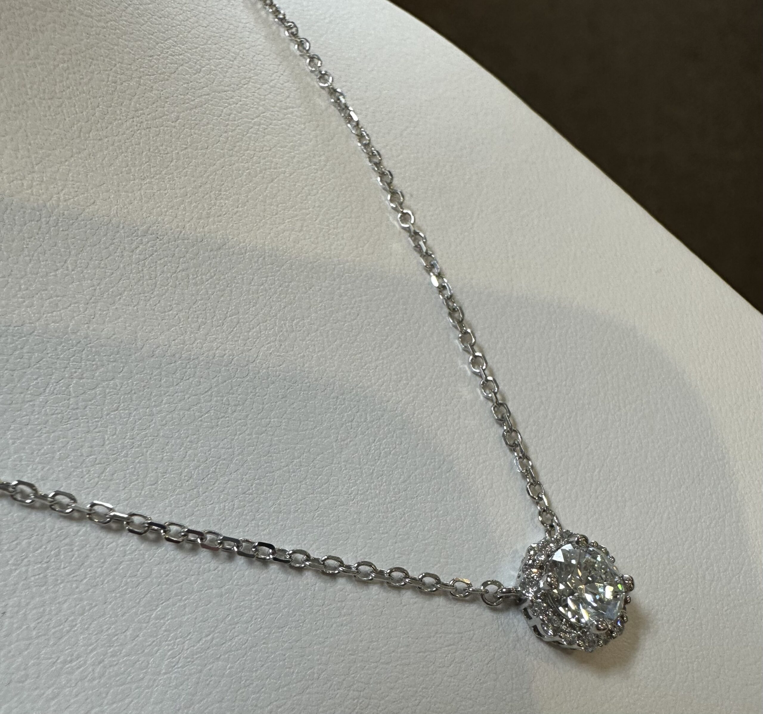 14k White Gold Genuine GIA Certified .90 Carat Round Brilliant Cut Diamond Halo Pendant - Image 16