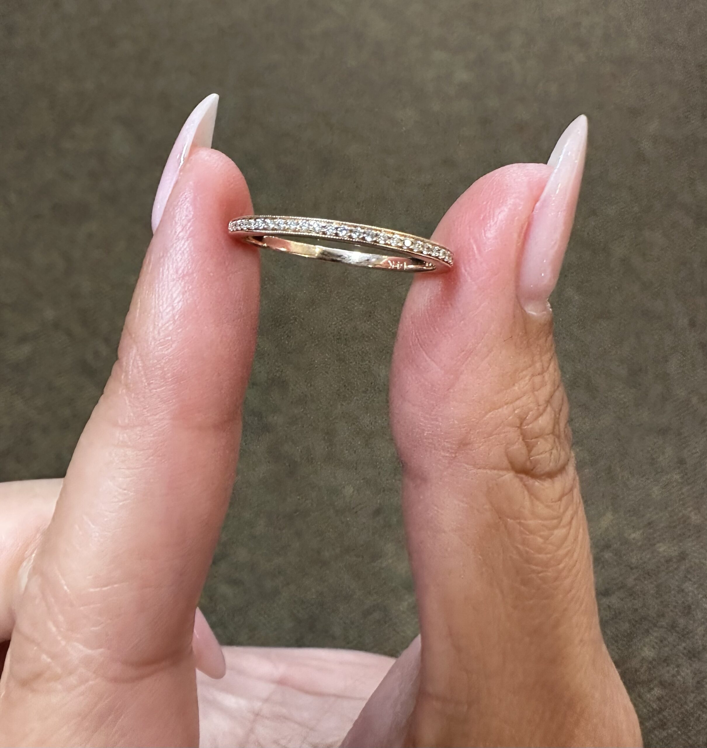 14k Rose Gold Genuine .16 Cttw Round Brilliant Cut Diamond Band