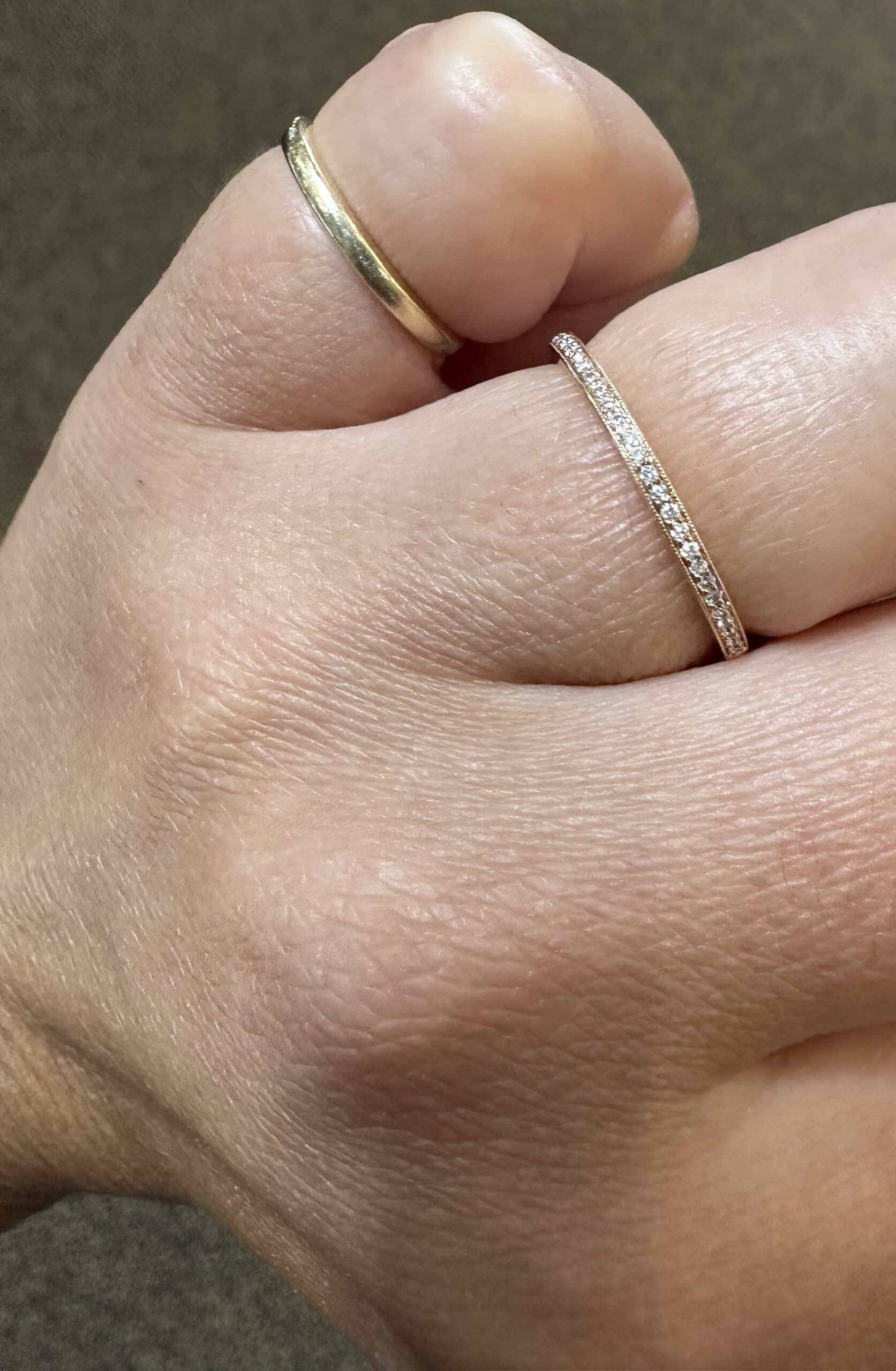 14k Rose Gold Genuine .16 Cttw Round Brilliant Cut Diamond Band - Image 7