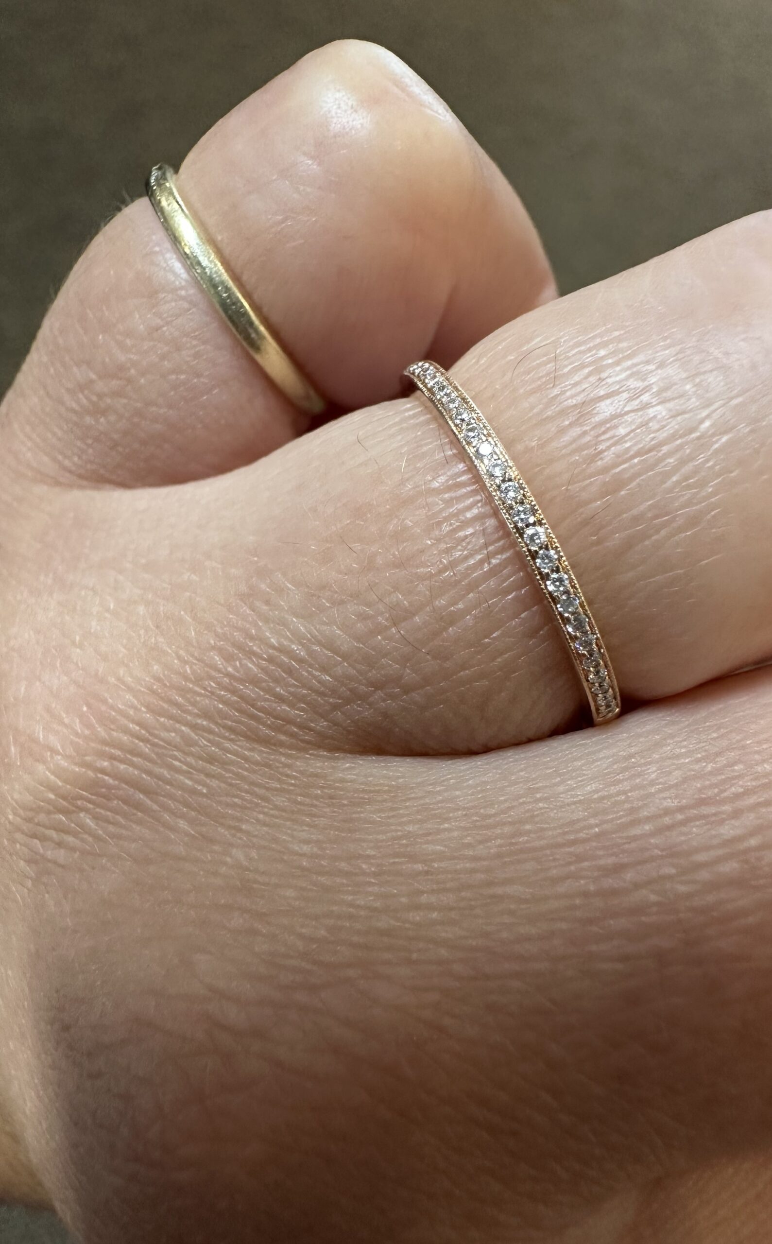 14k Rose Gold Genuine .16 Cttw Round Brilliant Cut Diamond Band - Image 6