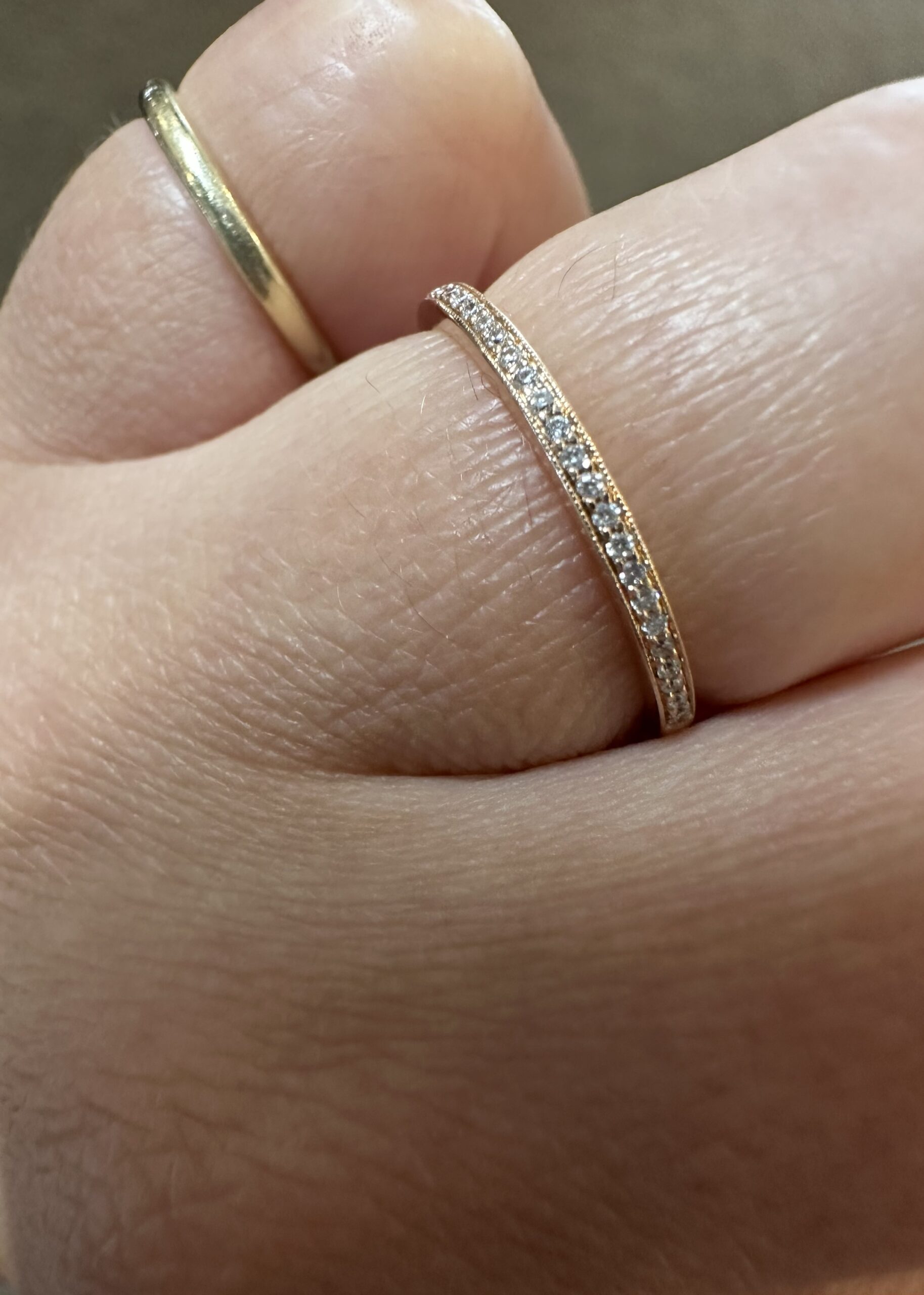 14k Rose Gold Genuine .16 Cttw Round Brilliant Cut Diamond Band - Image 5