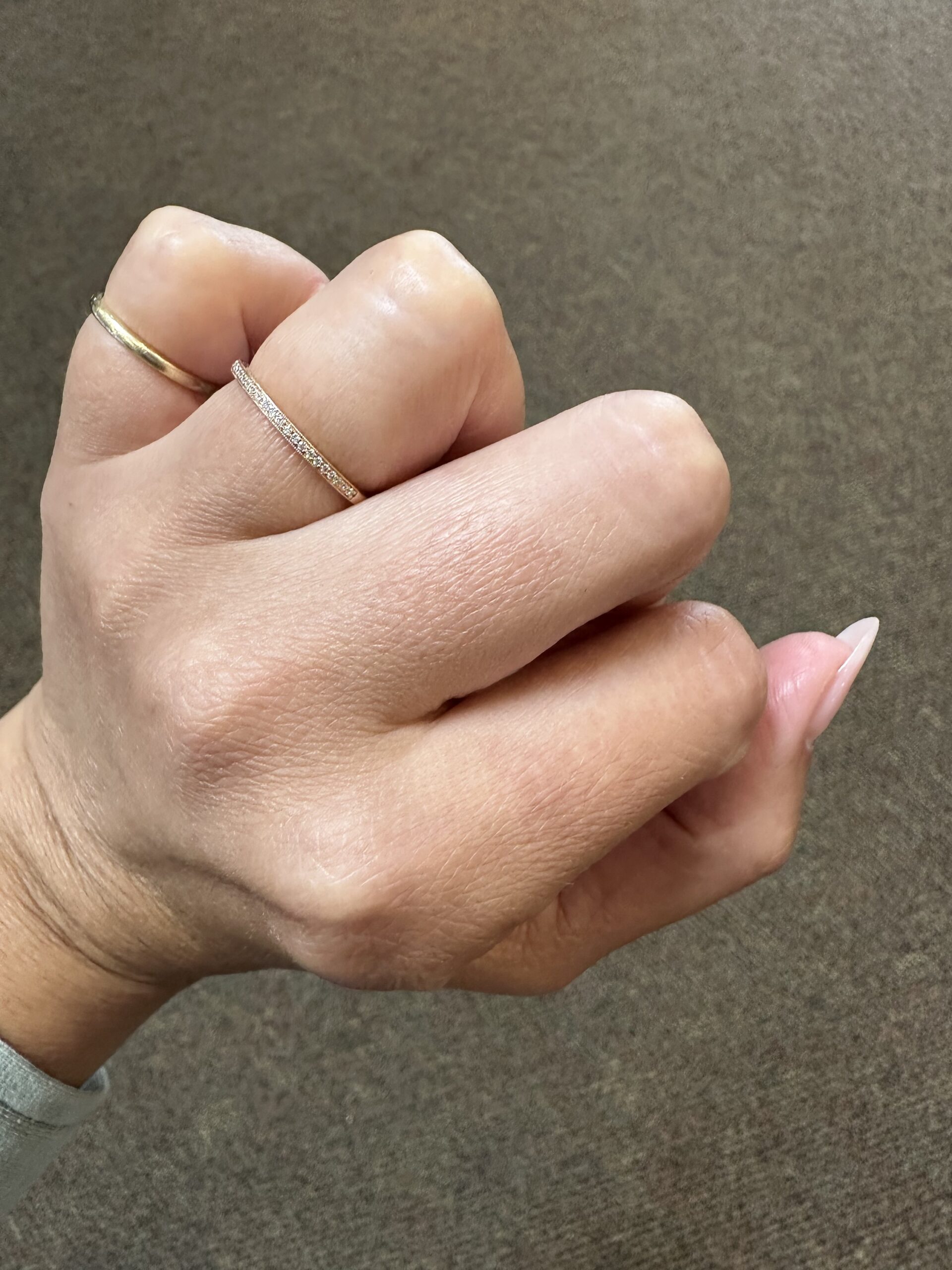 14k Rose Gold Genuine .16 Cttw Round Brilliant Cut Diamond Band - Image 2