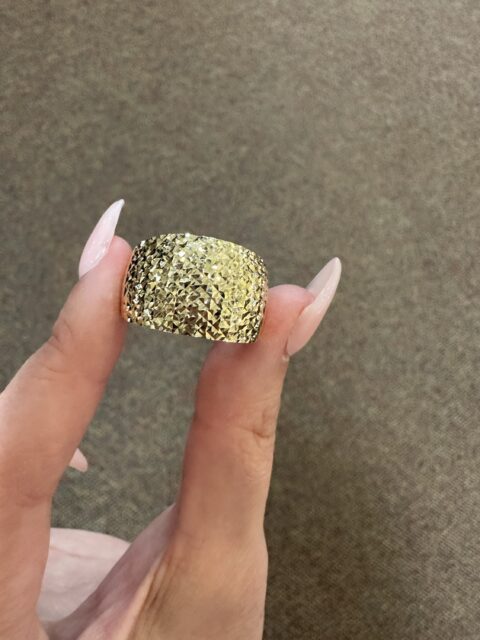 18k Yellow Gold Textured Wide Band Ring