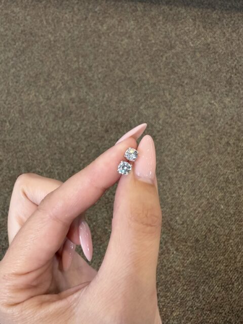 14k White Gold 1 Cttw CZ Stud Earrings