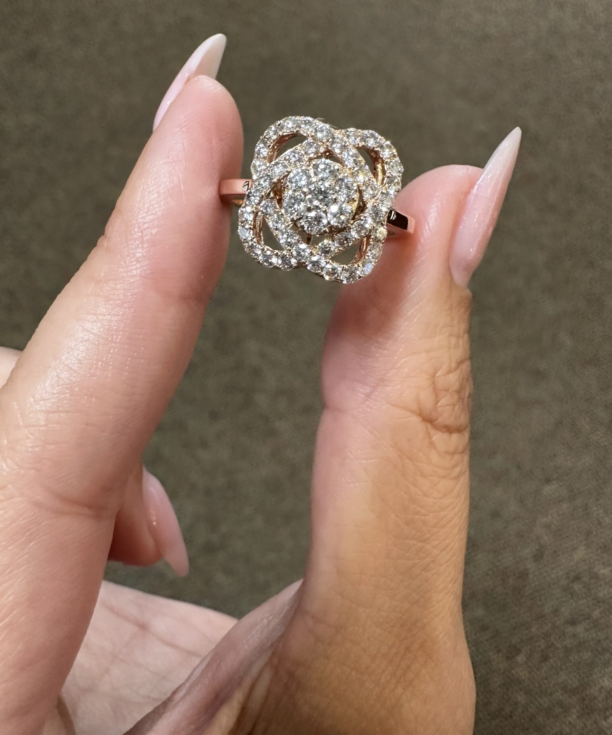 14k Rose Gold Genuine 1.50 Cttw Round Brilliant Cut Diamond Cluster Ring - Image 2