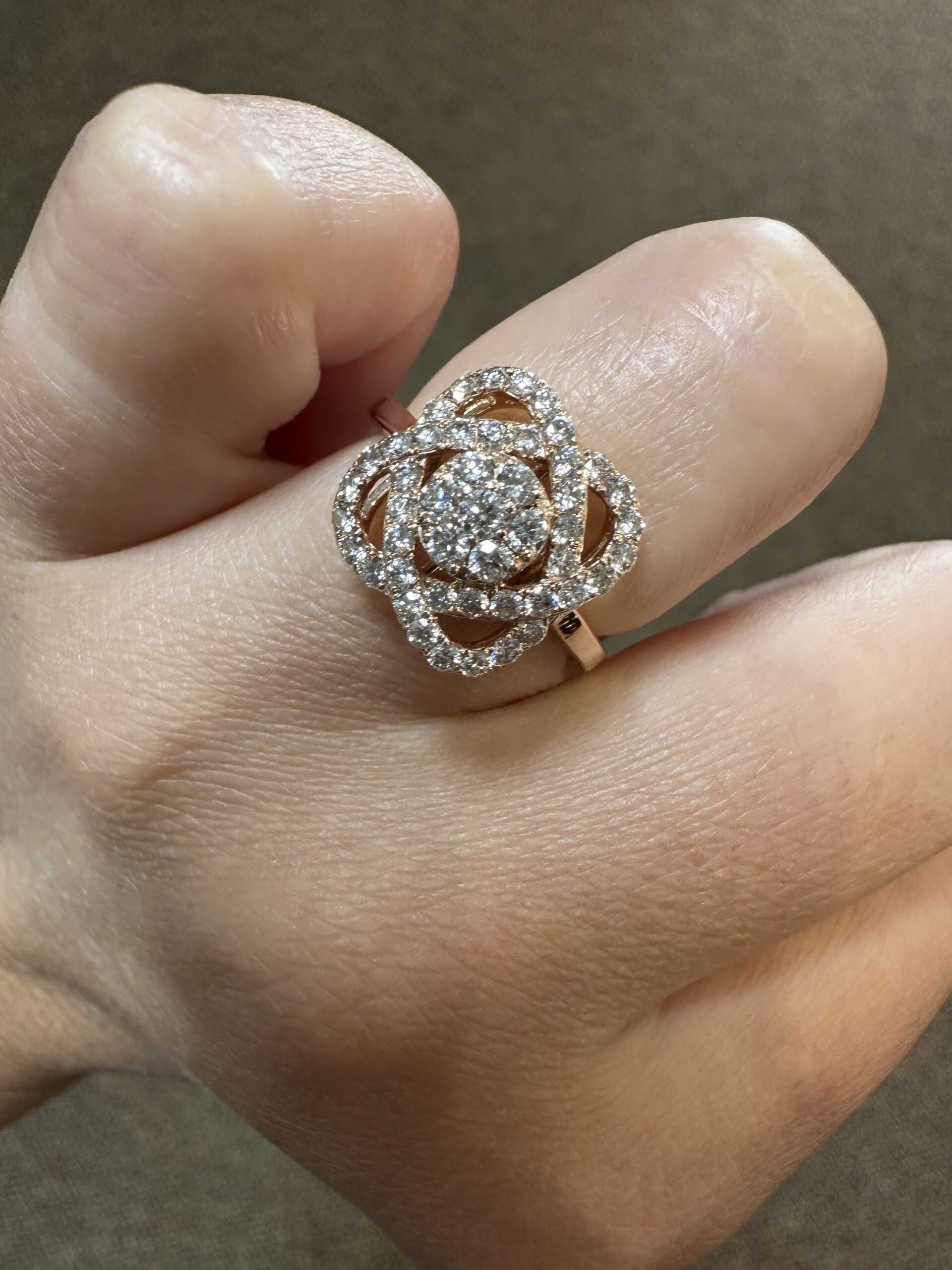 14k Rose Gold Genuine 1.50 Cttw Round Brilliant Cut Diamond Cluster Ring - Image 27