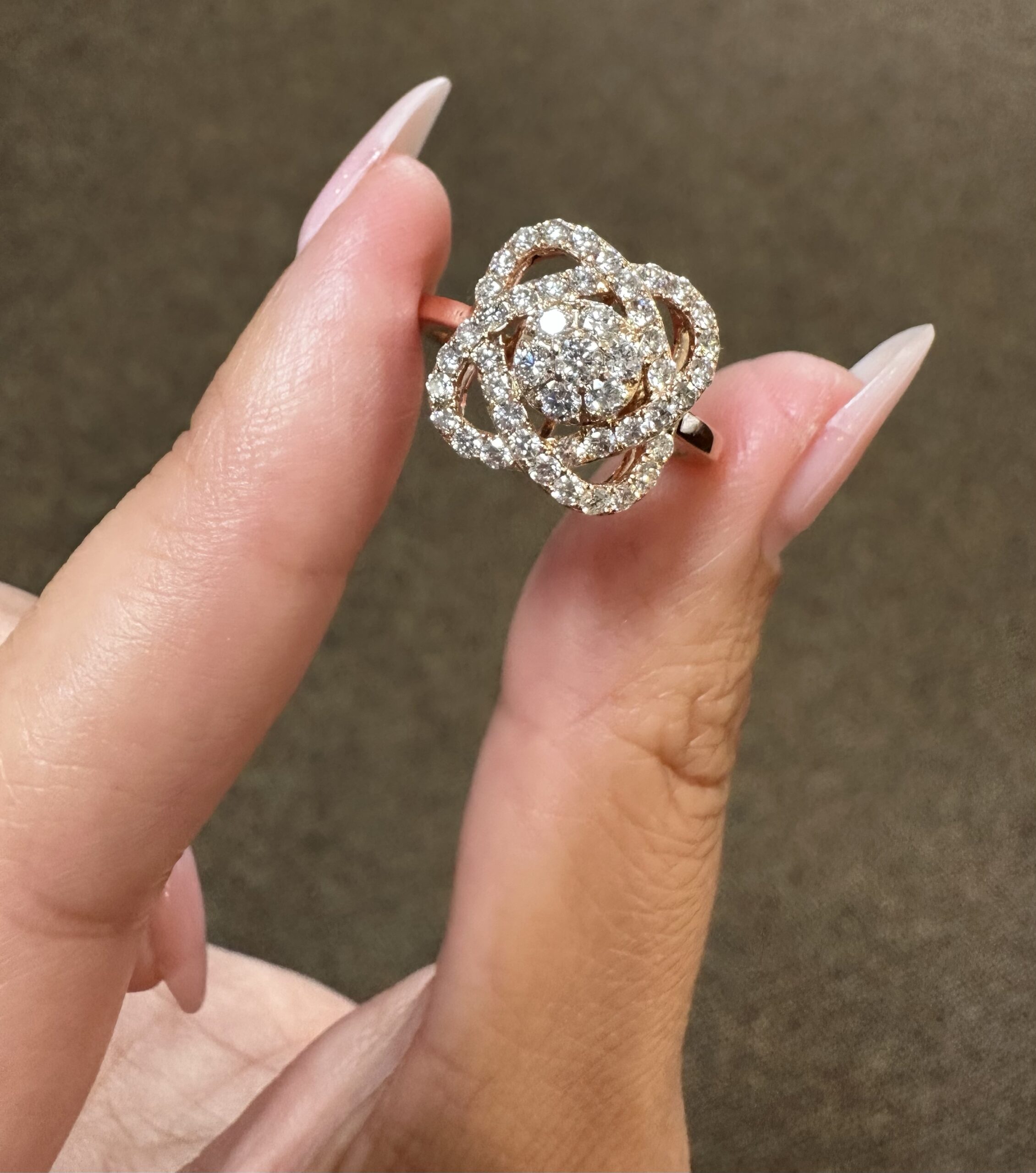 14k Rose Gold Genuine 1.50 Cttw Round Brilliant Cut Diamond Cluster Ring - Image 10