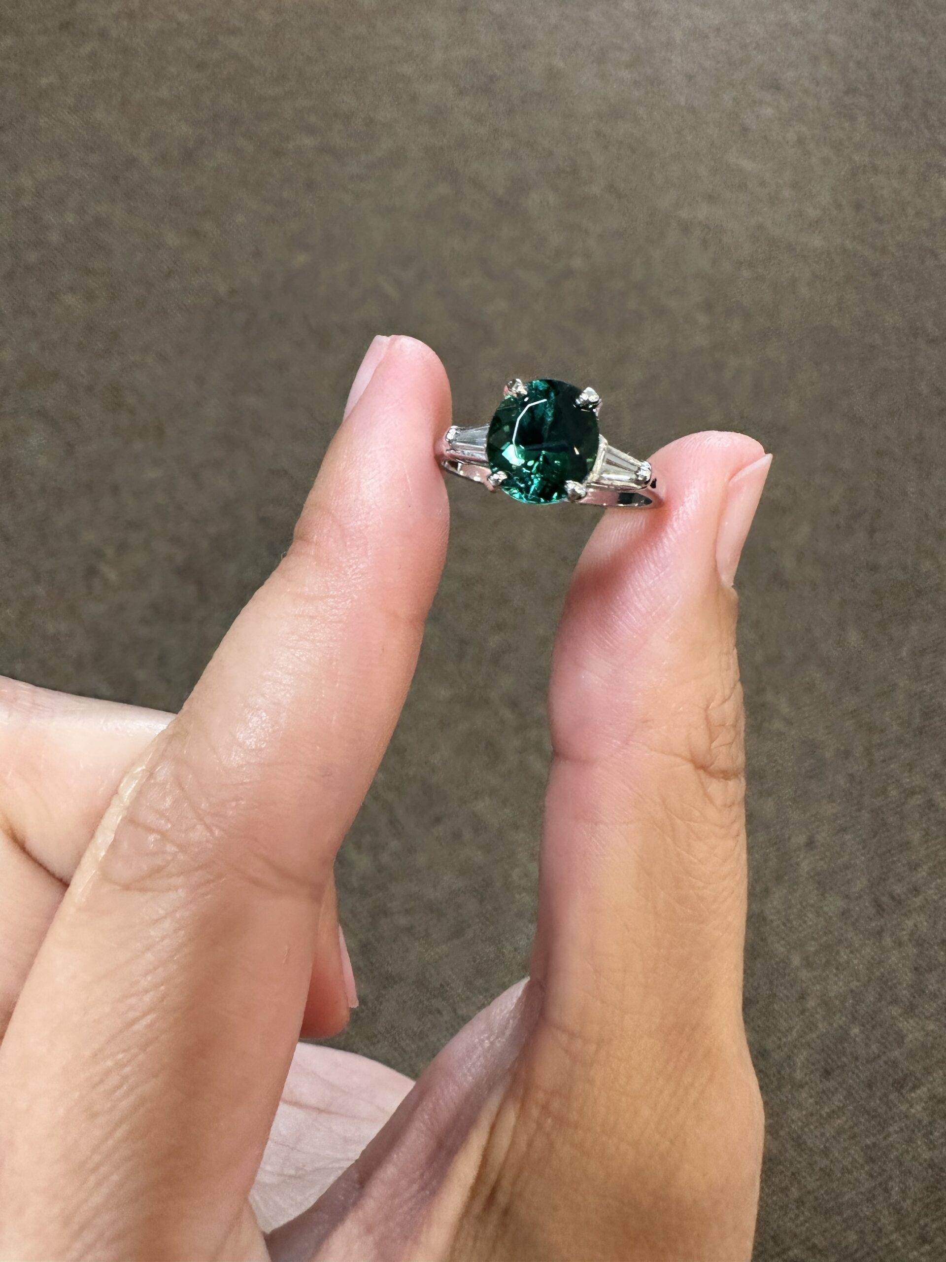 14k White Gold Genuine 1.95 Carat Green Tourmaline & Diamond Ring - Image 51