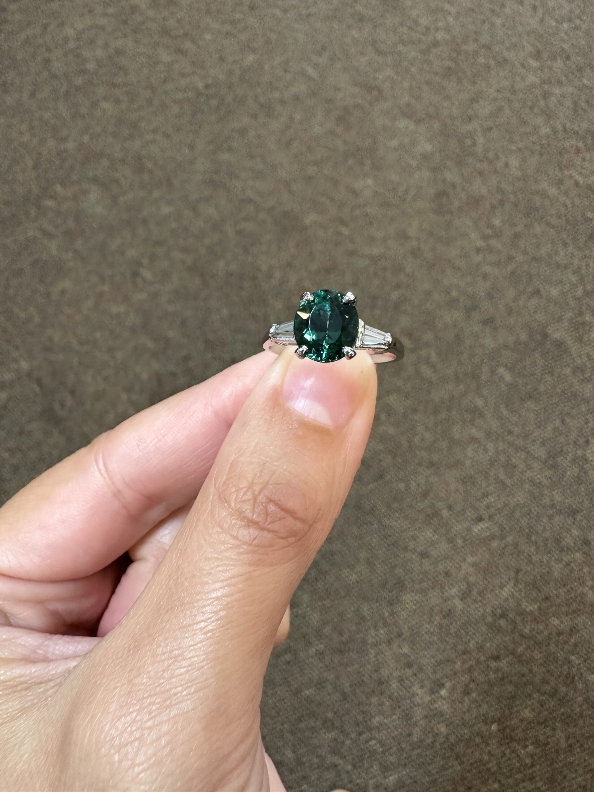 14k White Gold Genuine 1.95 Carat Green Tourmaline & Diamond Ring - Image 44