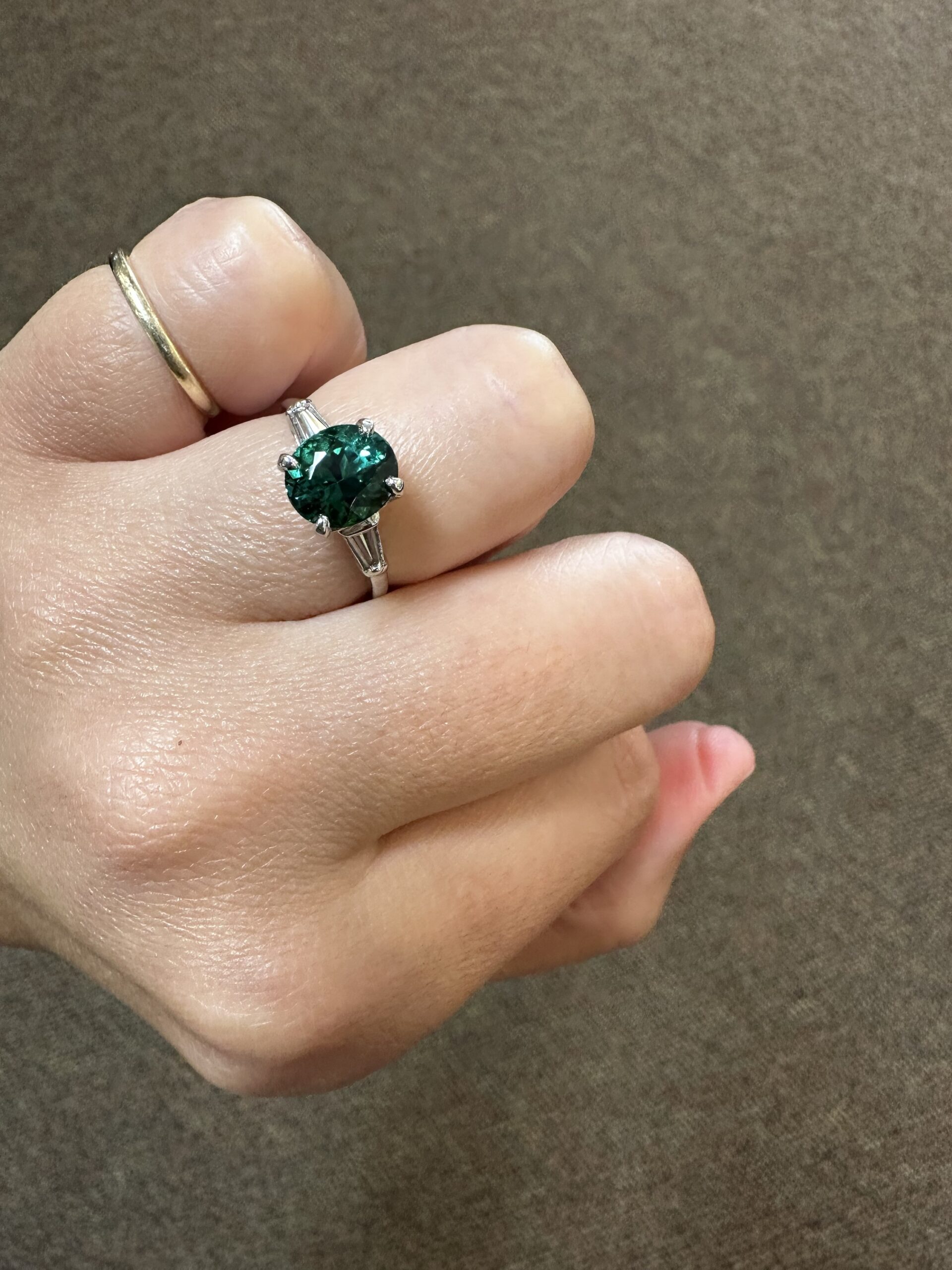 14k White Gold Genuine 1.95 Carat Green Tourmaline & Diamond Ring - Image 43