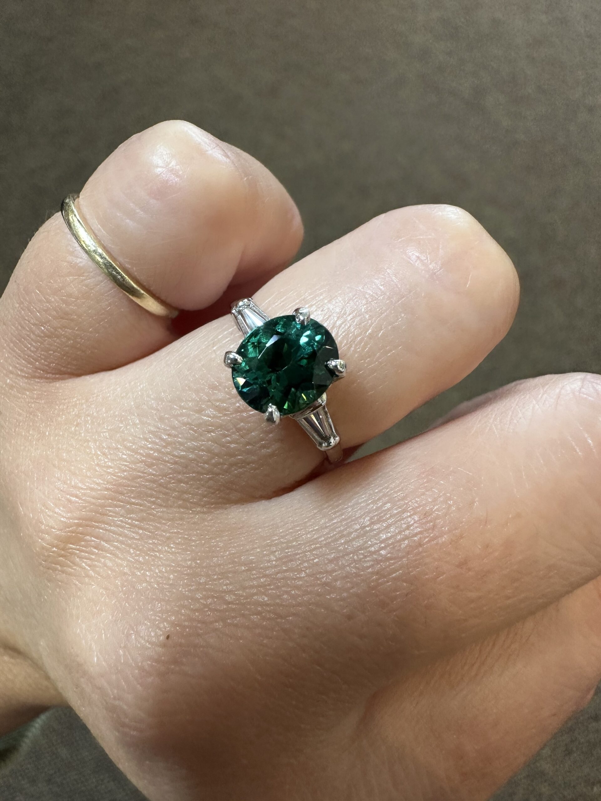 14k White Gold Genuine 1.95 Carat Green Tourmaline & Diamond Ring - Image 42