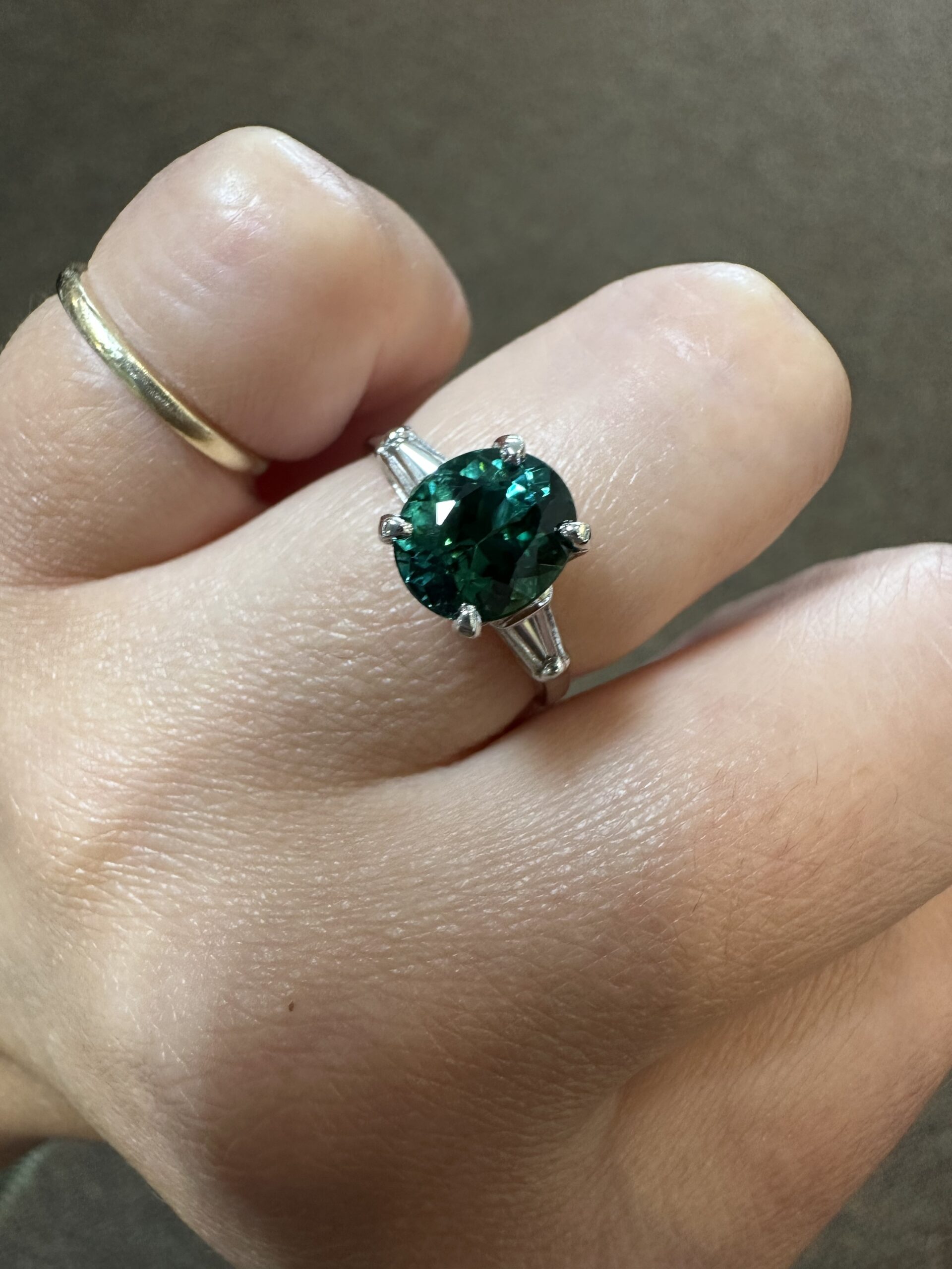 14k White Gold Genuine 1.95 Carat Green Tourmaline & Diamond Ring - Image 41