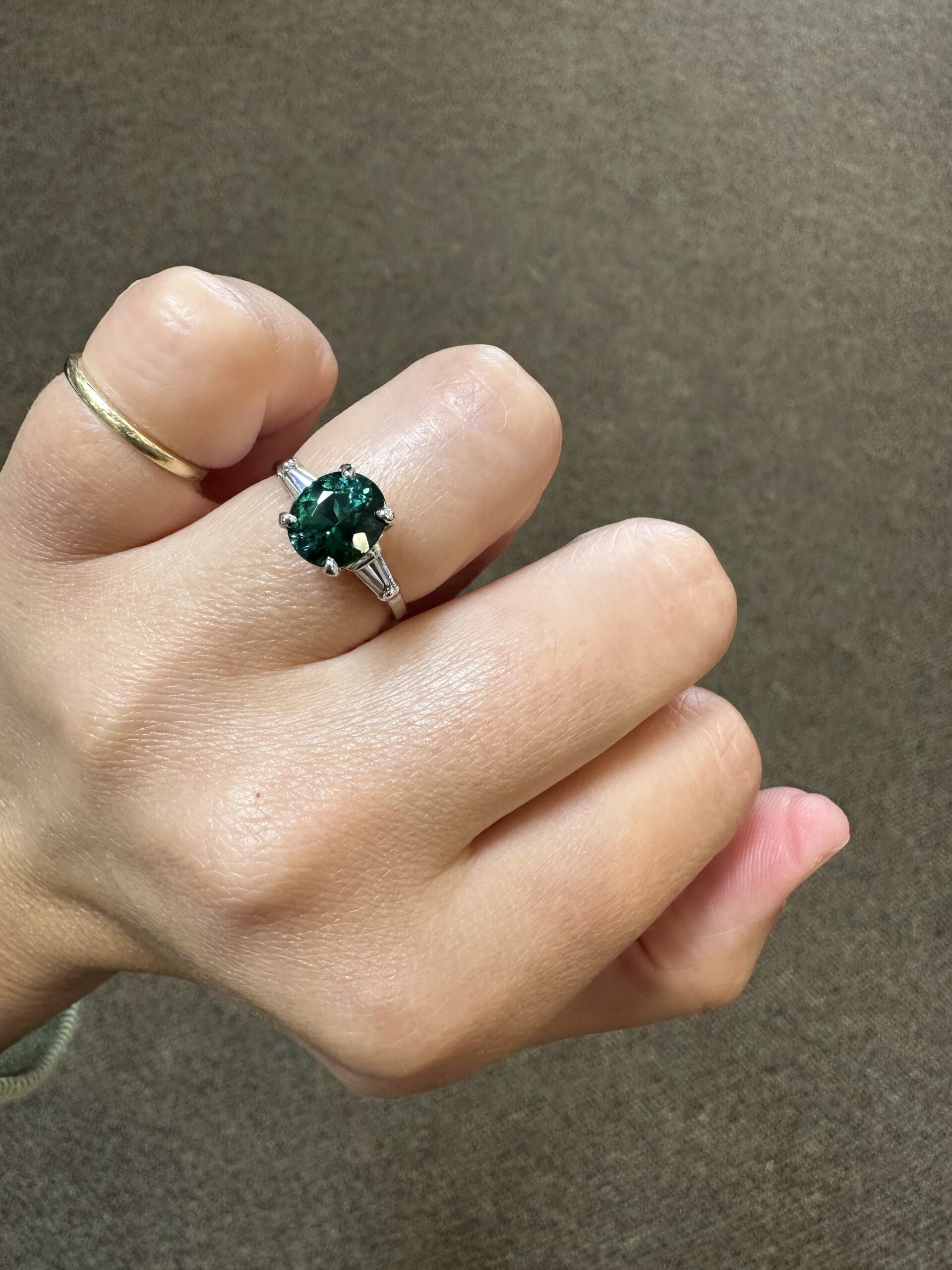 14k White Gold Genuine 1.95 Carat Green Tourmaline & Diamond Ring - Image 38