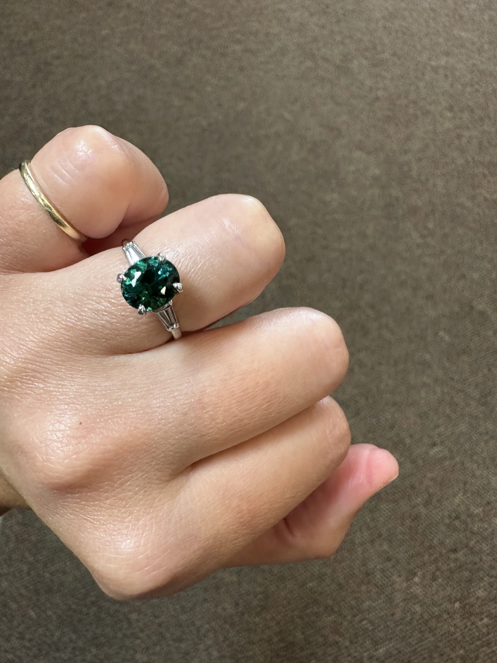 14k White Gold Genuine 1.95 Carat Green Tourmaline & Diamond Ring - Image 29