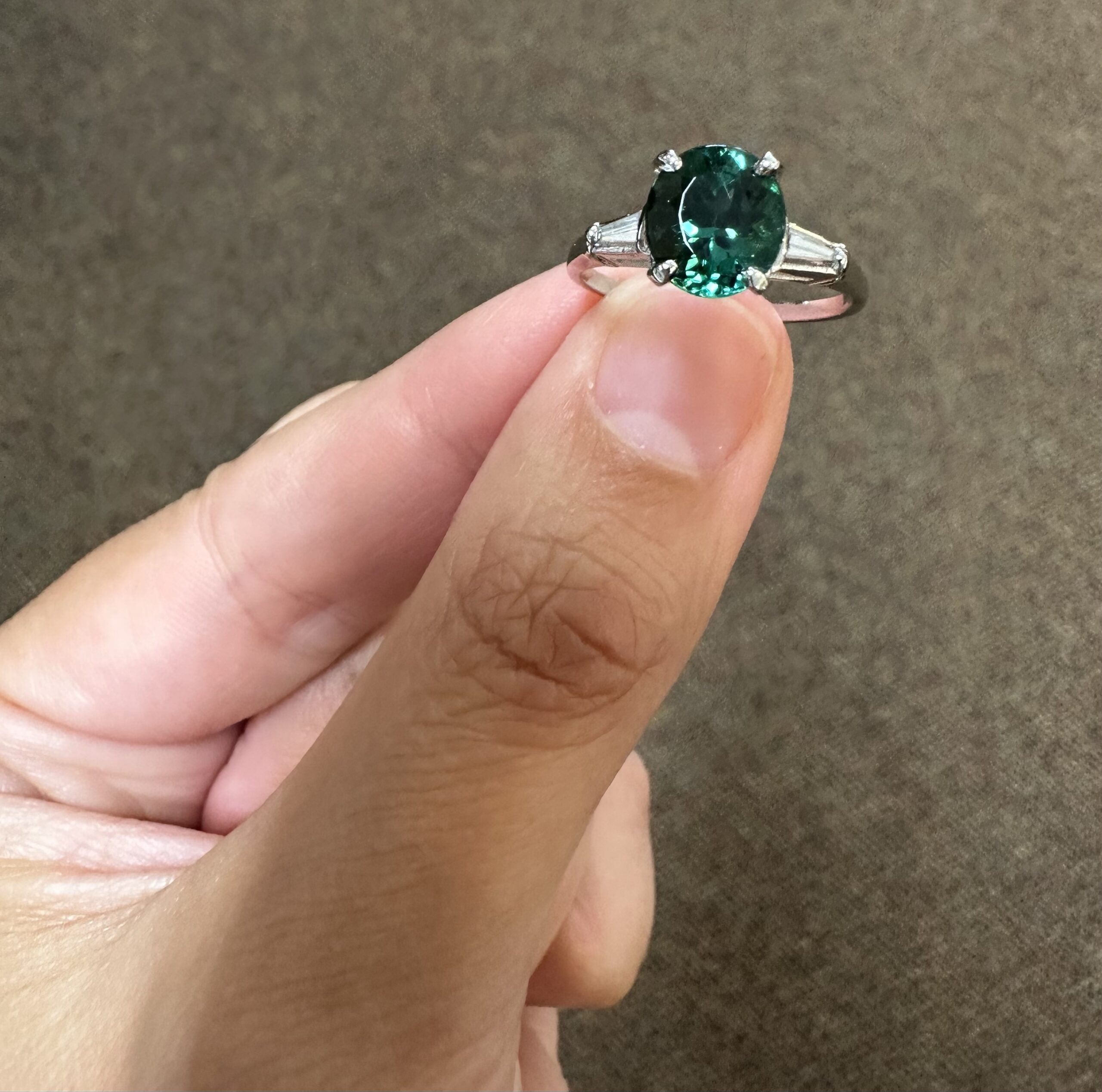 14k White Gold Genuine 1.95 Carat Green Tourmaline & Diamond Ring - Image 27