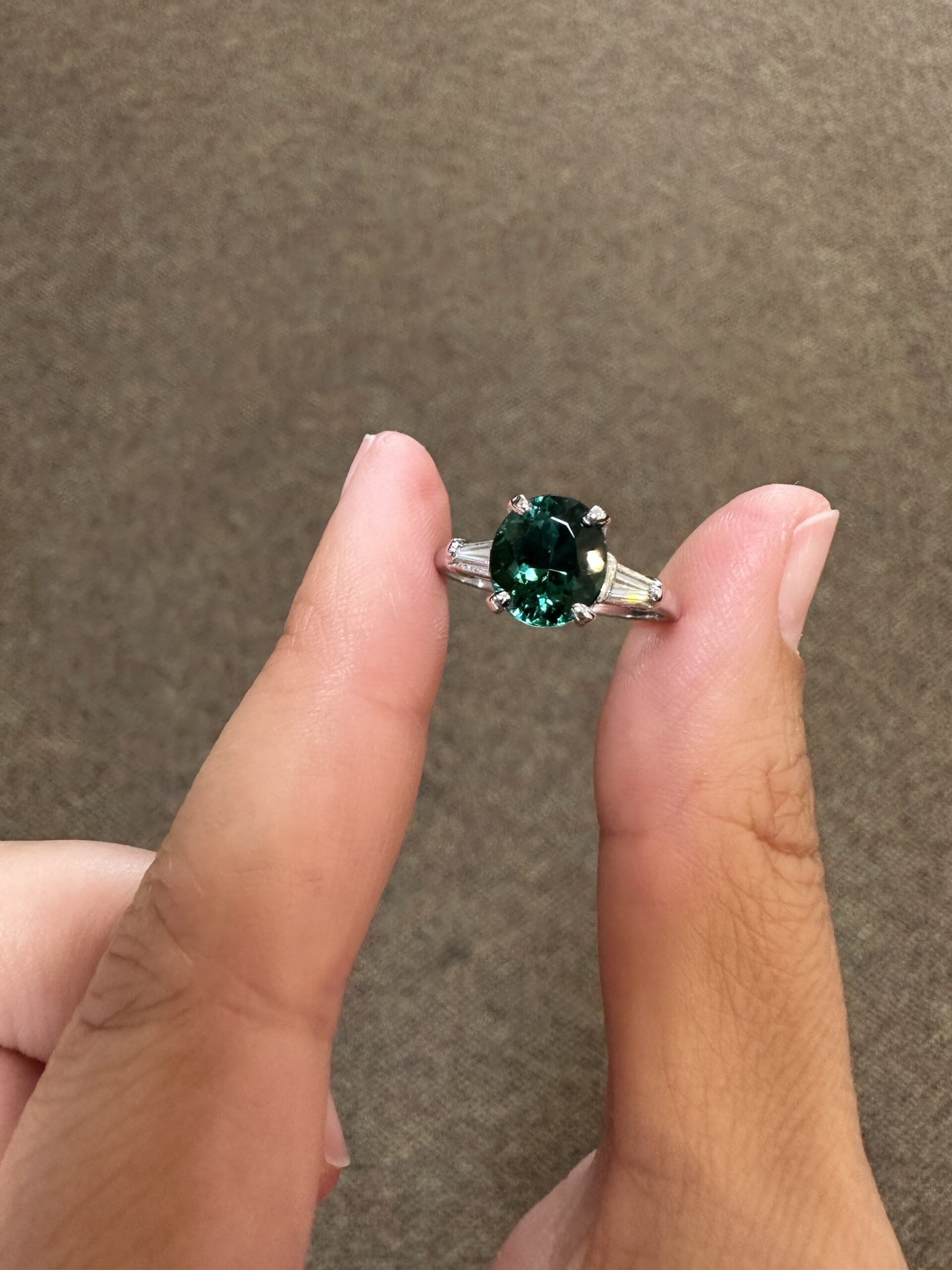 14k White Gold Genuine 1.95 Carat Green Tourmaline & Diamond Ring - Image 13