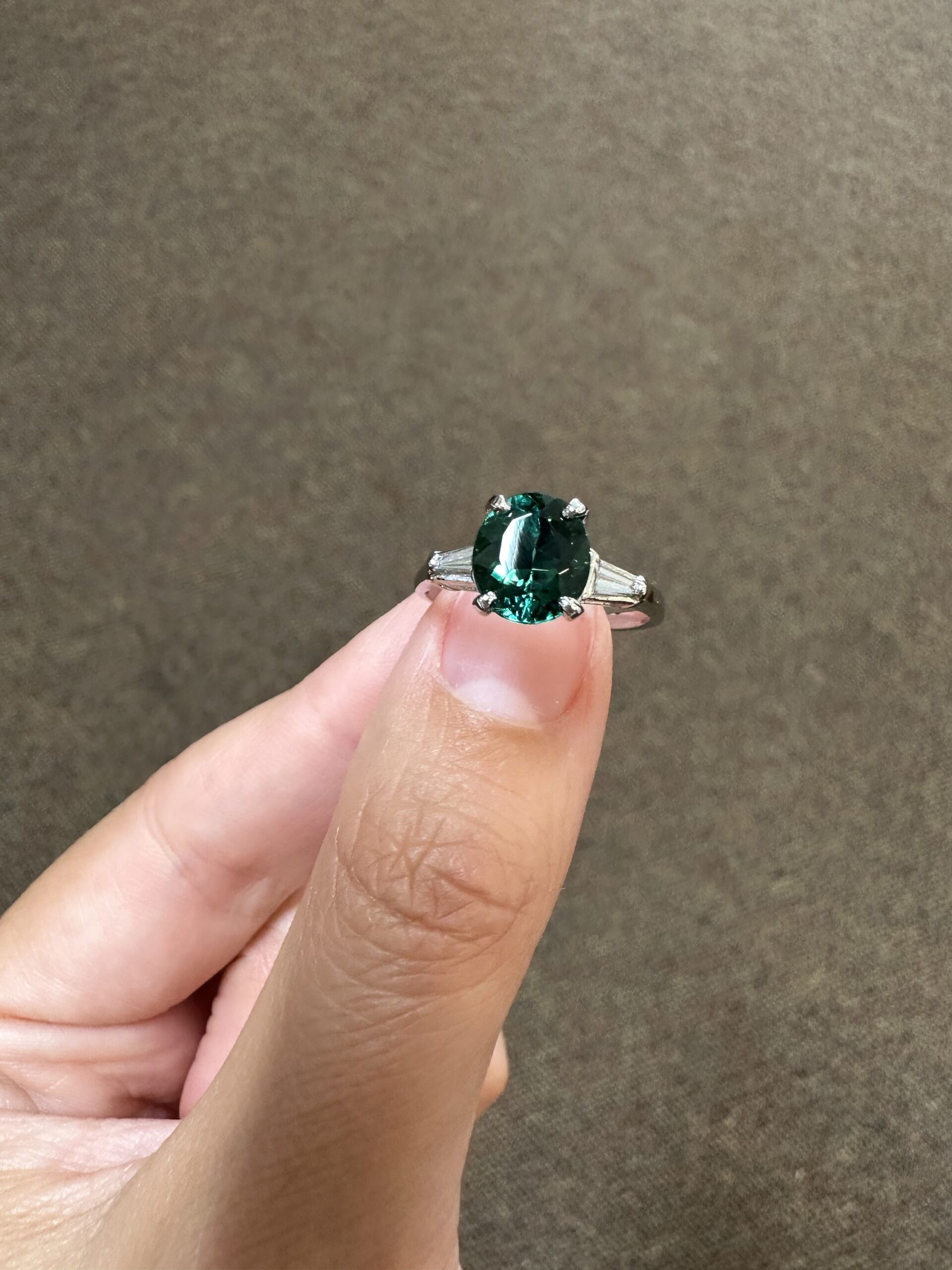 14k White Gold Genuine 1.95 Carat Green Tourmaline & Diamond Ring - Image 10