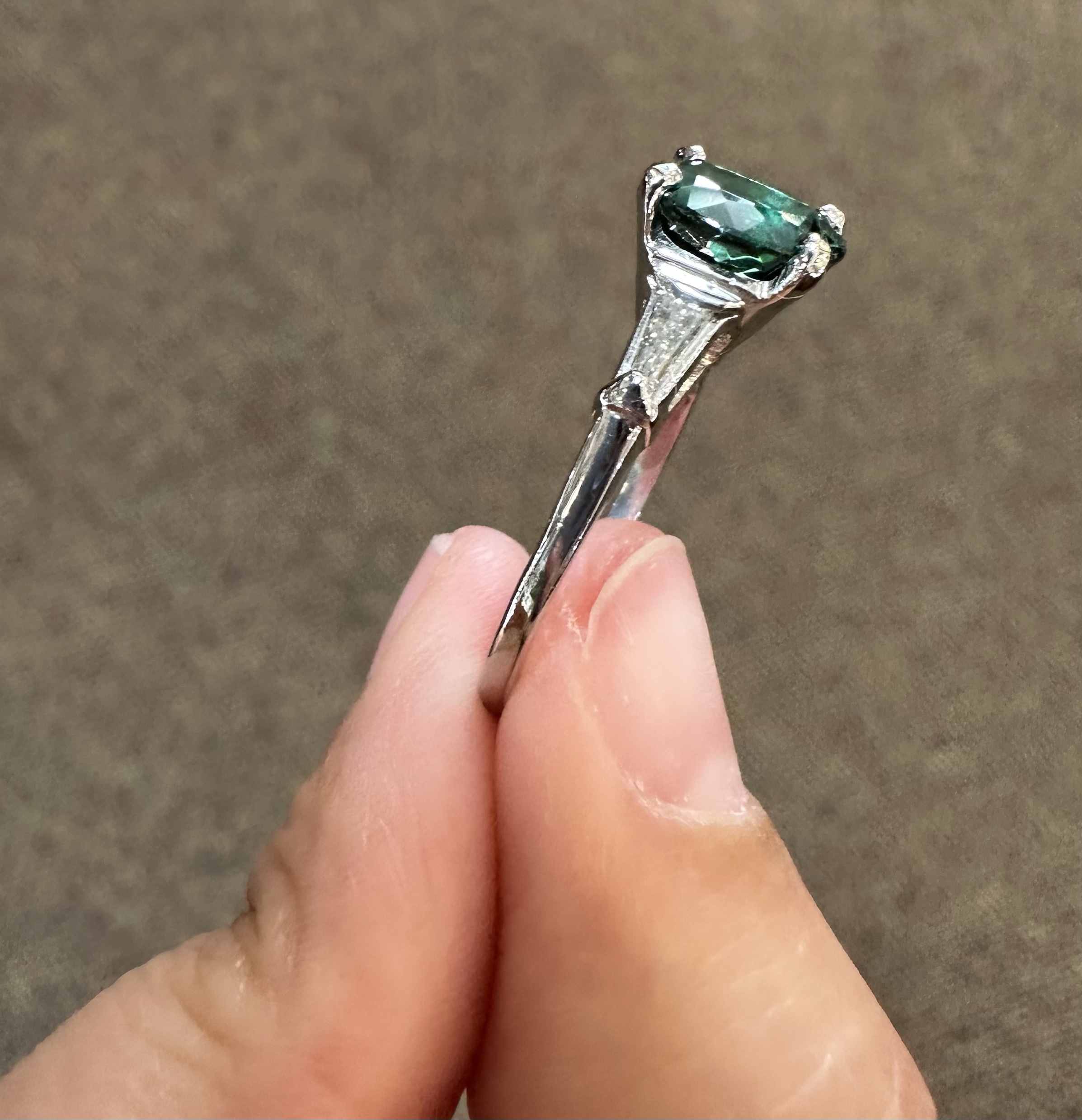 14k White Gold Genuine 1.95 Carat Green Tourmaline & Diamond Ring - Image 6