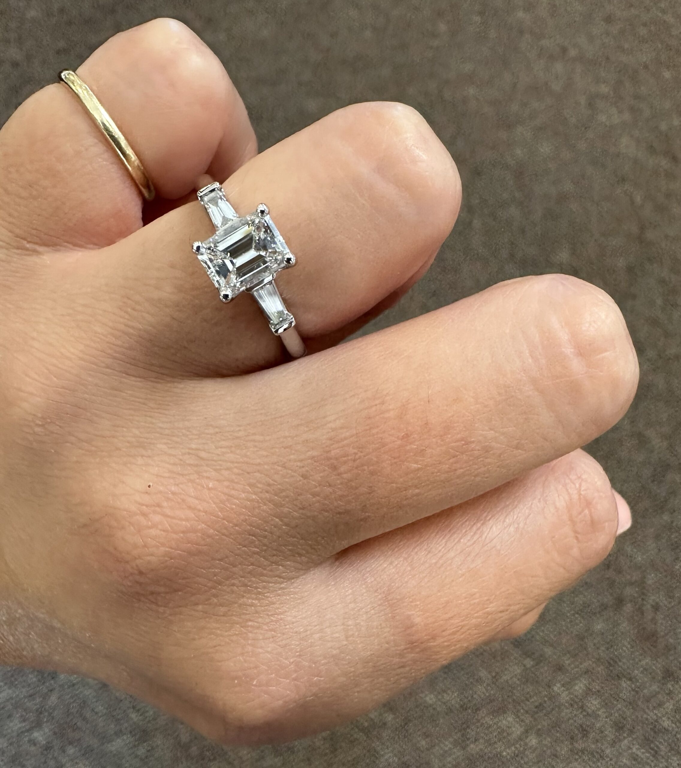 Custom Made Platinum Genuine GIA Certified 1.20 Carat Emerald Cut Diamond Engagement Ring - Image 24
