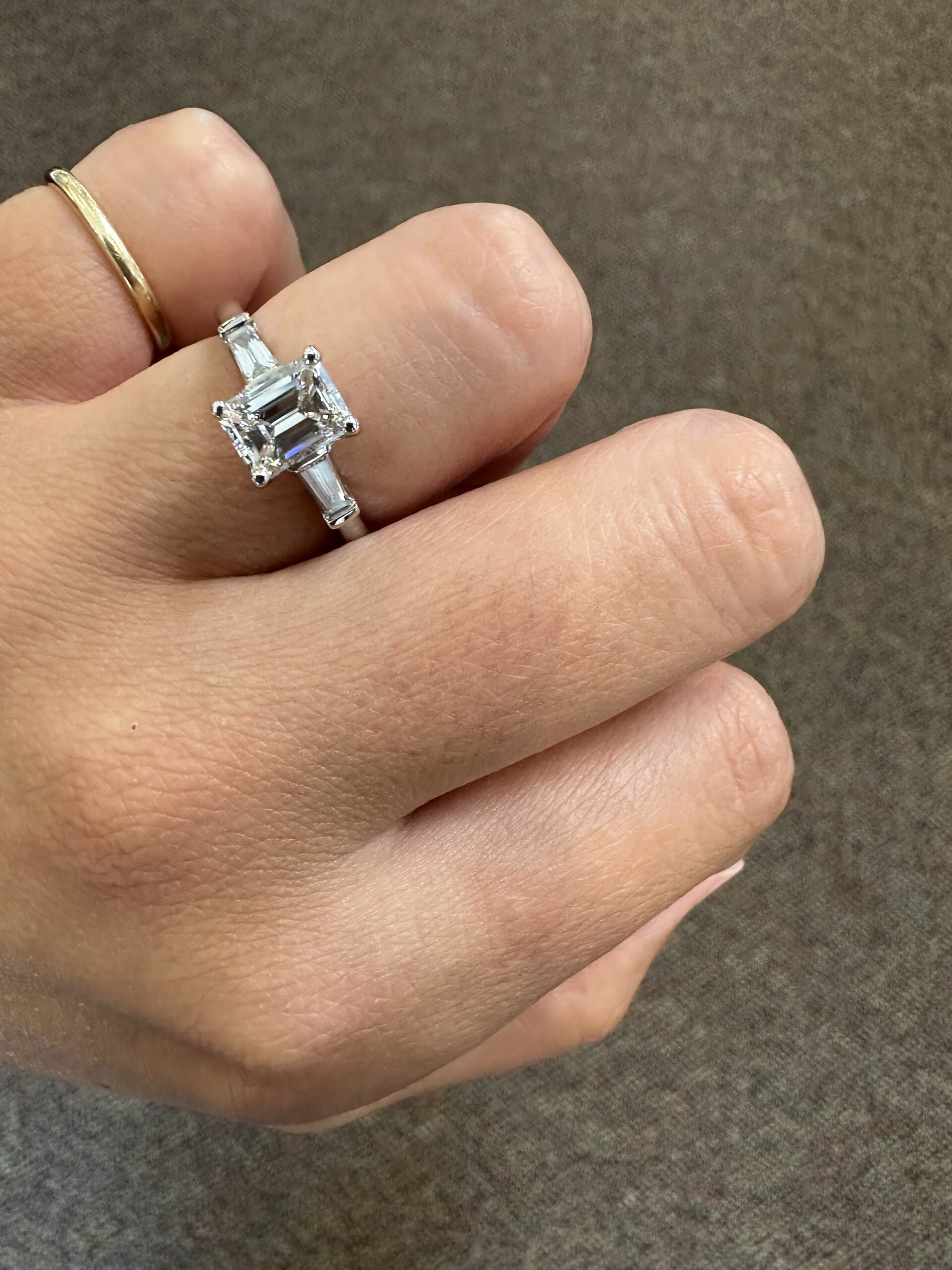 Custom Made Platinum Genuine GIA Certified 1.20 Carat Emerald Cut Diamond Engagement Ring - Image 20