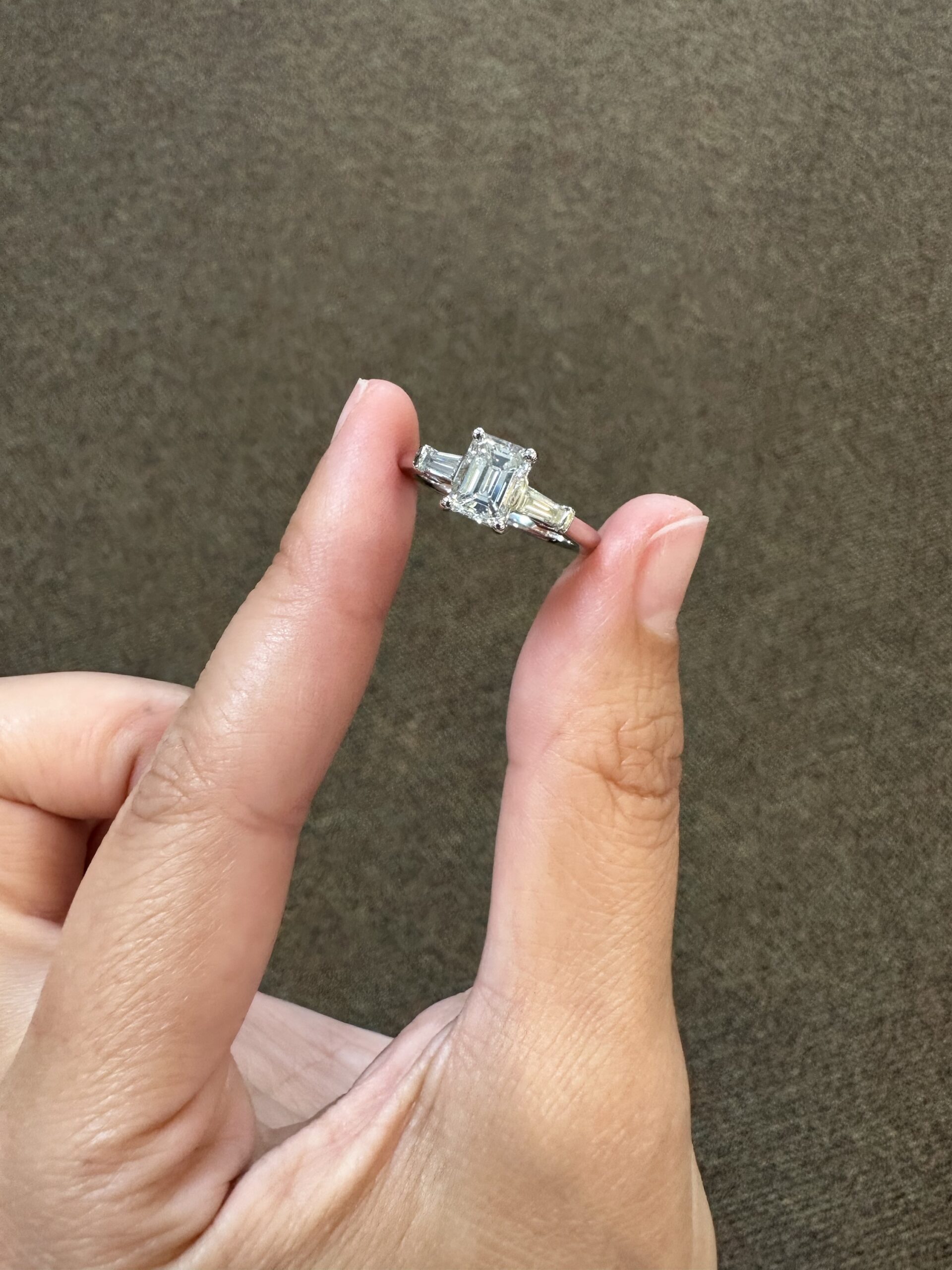 Custom Made Platinum Genuine GIA Certified 1.20 Carat Emerald Cut Diamond Engagement Ring - Image 17
